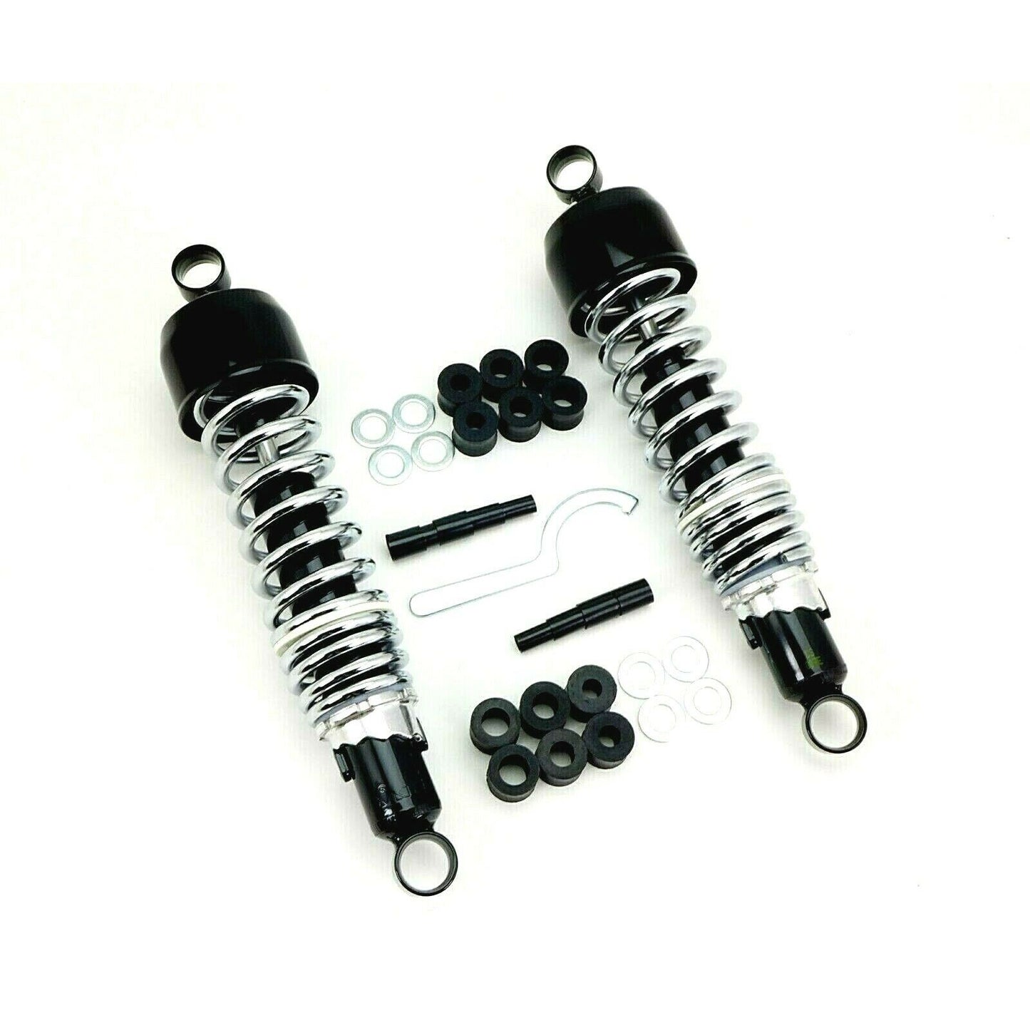 2FastMoto Adjustable Shock Absorbers Black/Chrome 325mm Eye-Eye w/Black Shroud 06-3607BCB_638126