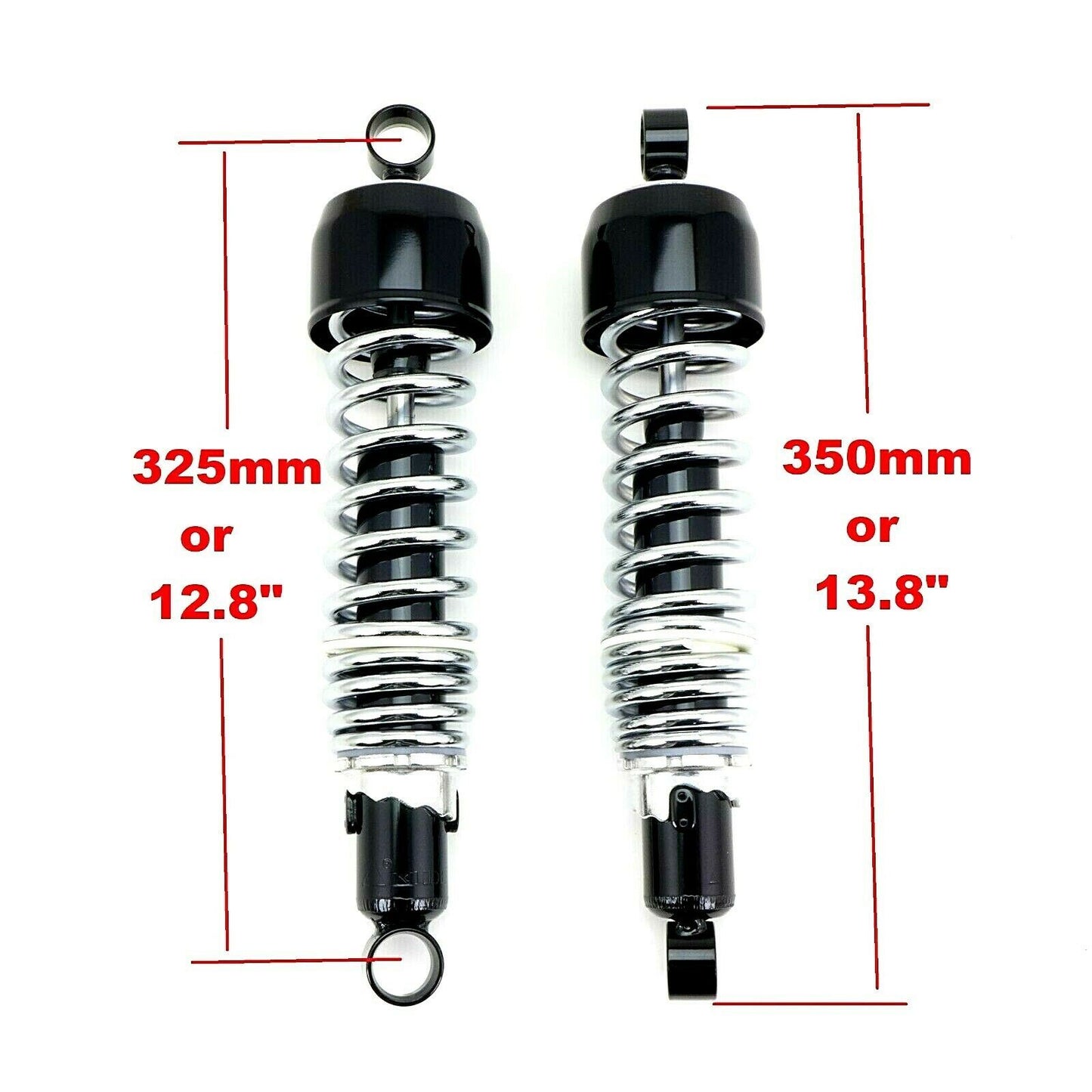 2FastMoto Adjustable Shock Absorbers Black/Chrome 325mm Eye-Eye w/Black Shroud 06-3607BCB_638125