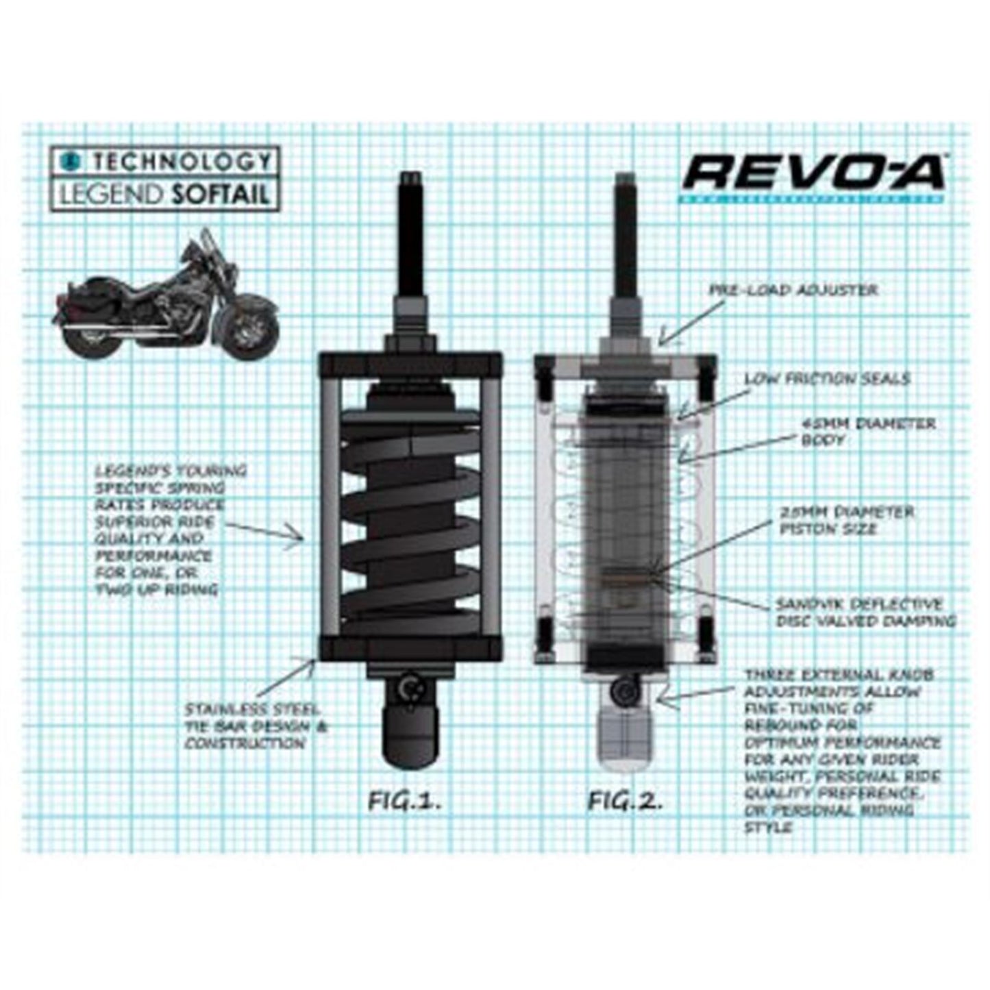 Legend Suspensions Revo-A Shock - Heavy Duty - '00-'17 Softail Models [MPN: 1310-1974]_681158