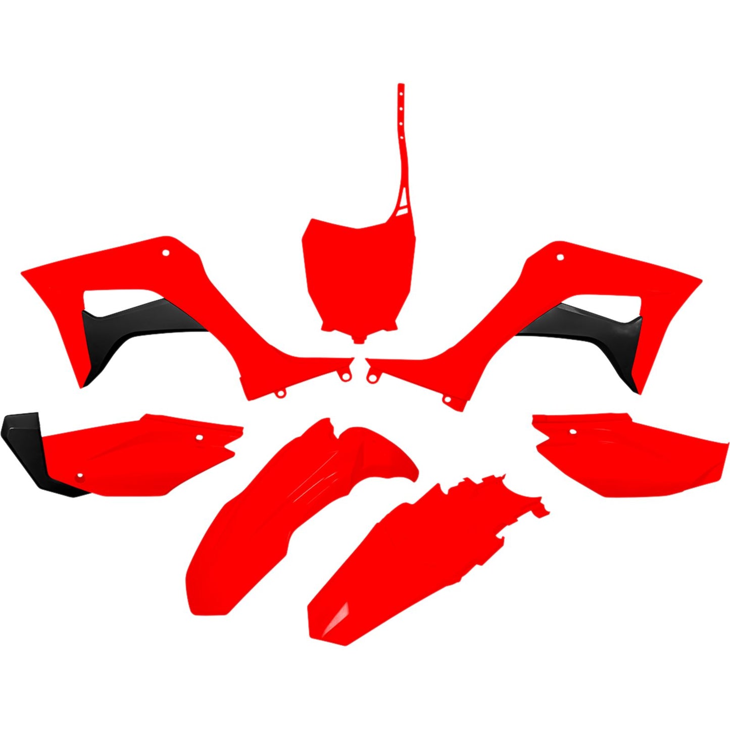 UFO Plastics Replacement Body Kit for Honda CRF110 - Red/Black [MPN: HOKIT124-070]_1048123