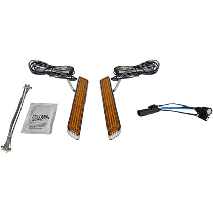 Custom Dynamics LED Fork Light - Amber - Chrome CD-FORK-SS6-AC_1048656