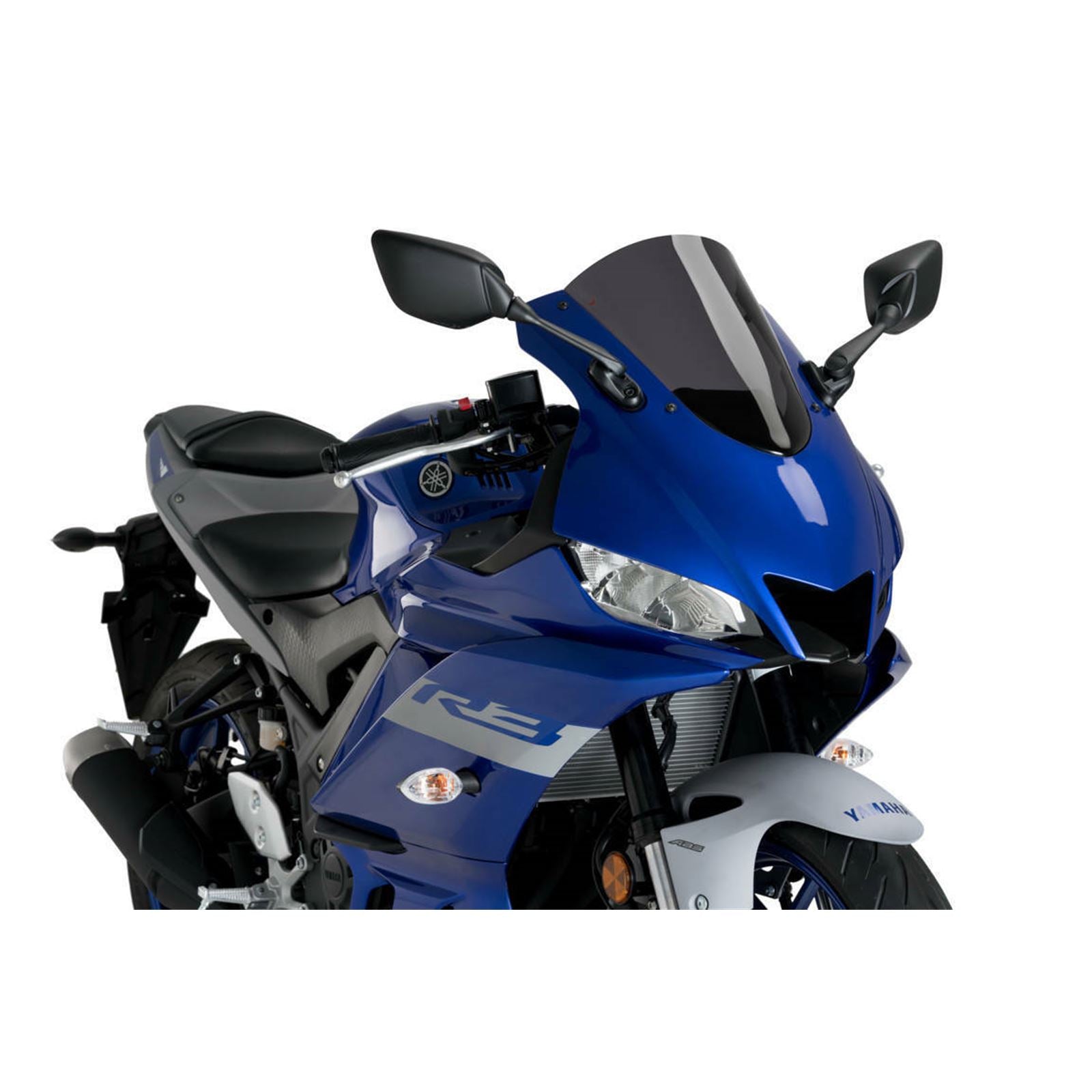 Puig Race Windscreen - Dark Smoke for Yamaha YZF-R3 [MPN: 3737F]_727940