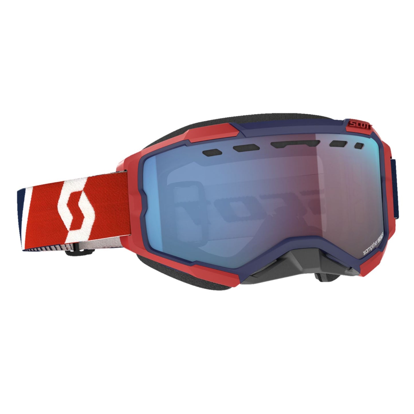 Scott Fury Snow Cross Goggles - Red/Blue with Enhancer Blue Chrome Lens 278605-1228347_1161331