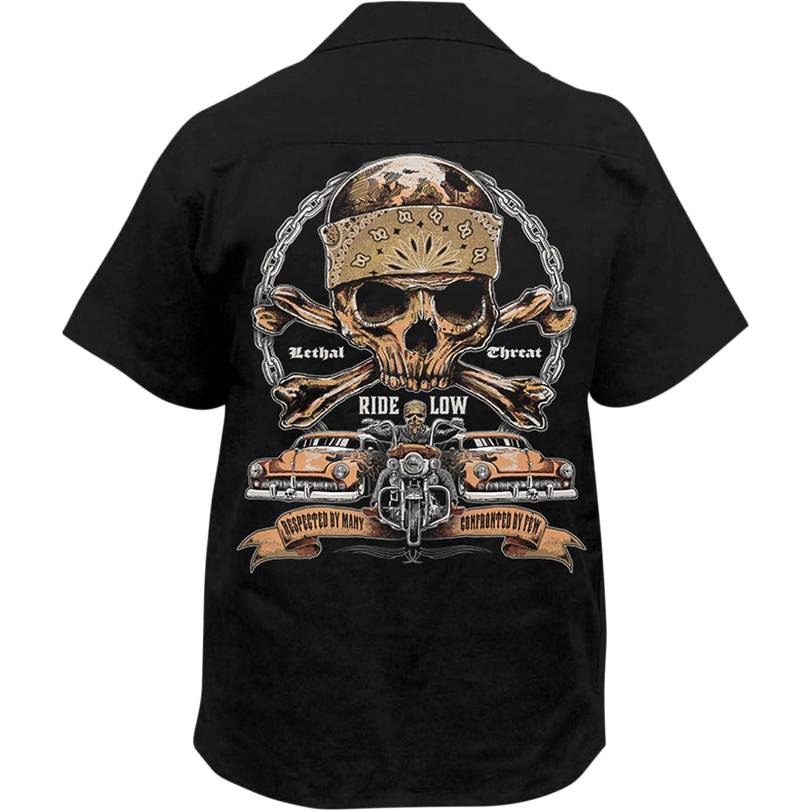 Lethal Threat Decals Ride Low Skull Printed Shop Shirt - Black - XL OPEN BOX CLOSEOUT [MPN: HW50217XL]_976722