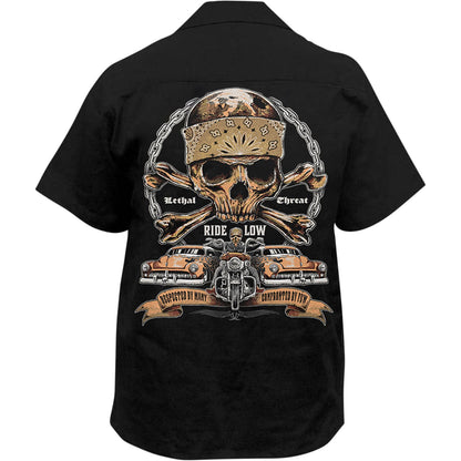 Lethal Threat Decals Ride Low Skull Printed Shop Shirt - Black - XL OPEN BOX CLOSEOUT [MPN: HW50217XL]_976722