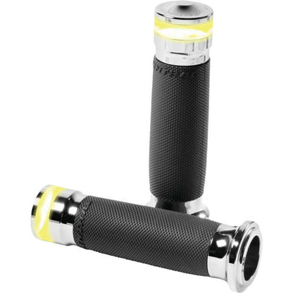 Performance Machine Vision Series Contour LED Turn Signal Grips - Chrome 0063-2100M-CH_990836