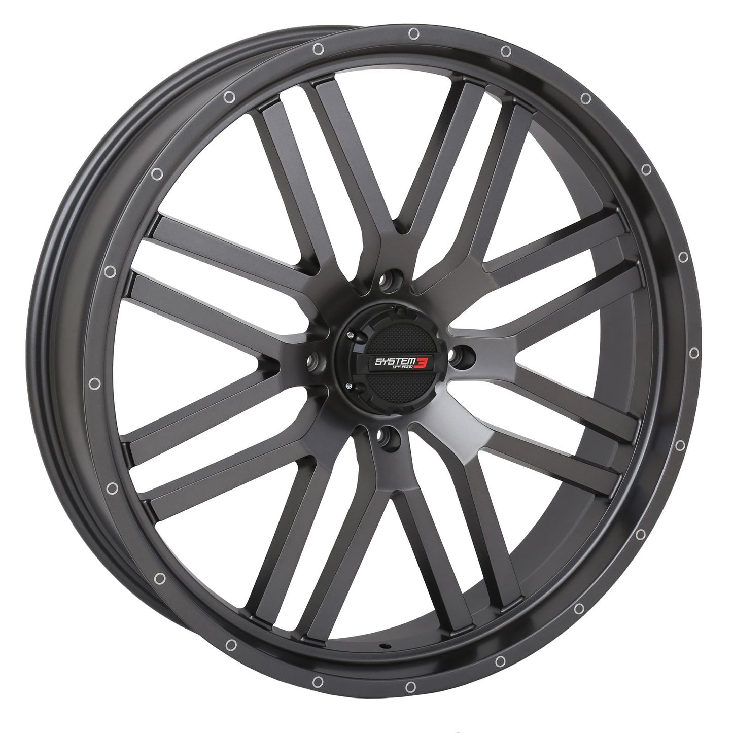 System 3 ST-3 Simulated Beadlock Wheel 22x6.5, 4/156, 4+2.5 - Grey [MPN: 22S3-1556]_1308576