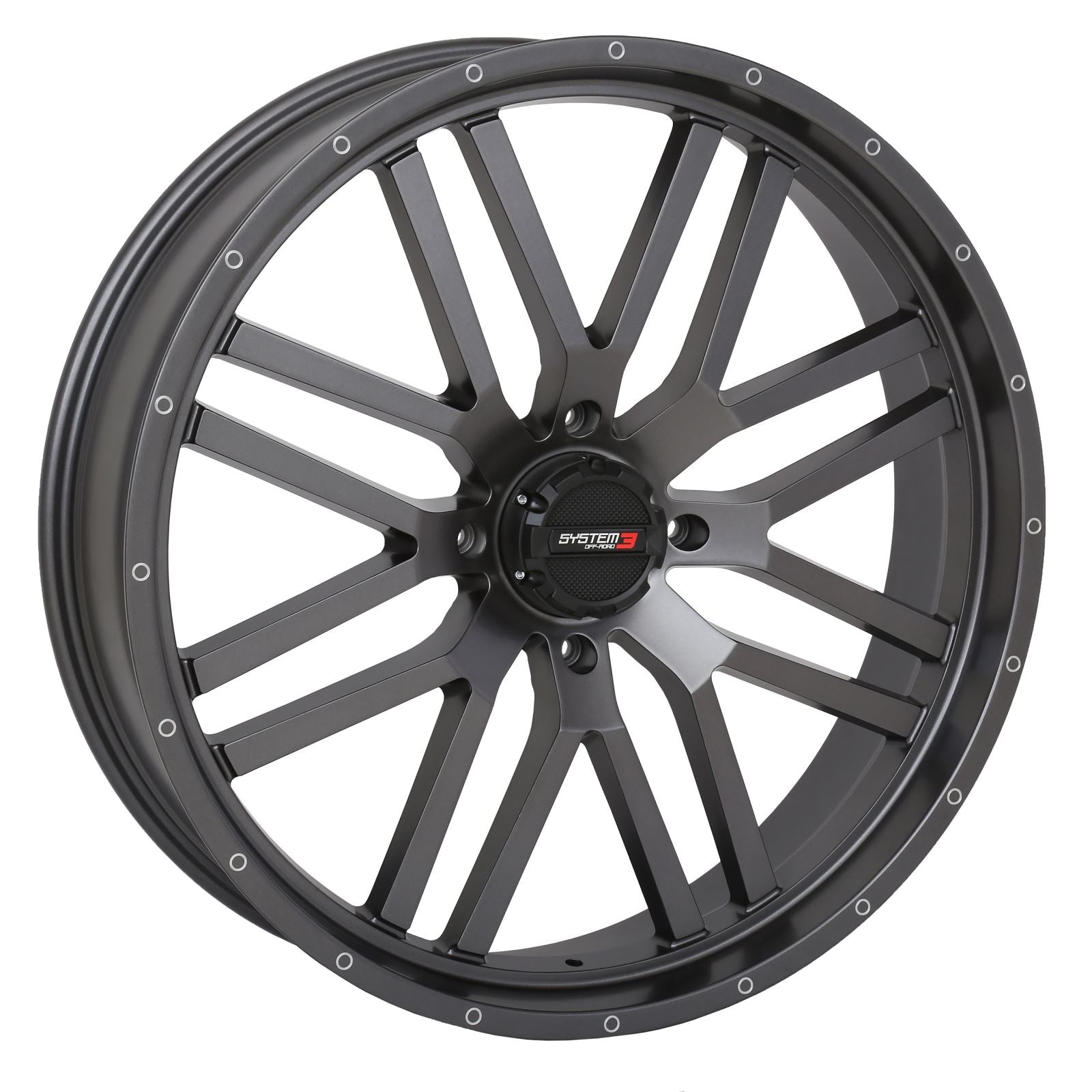 System 3 ST-3 Simulated Beadlock Wheel 24x6.5, 4/137, 4+2.5 - Grey 24S3-1537_1308579