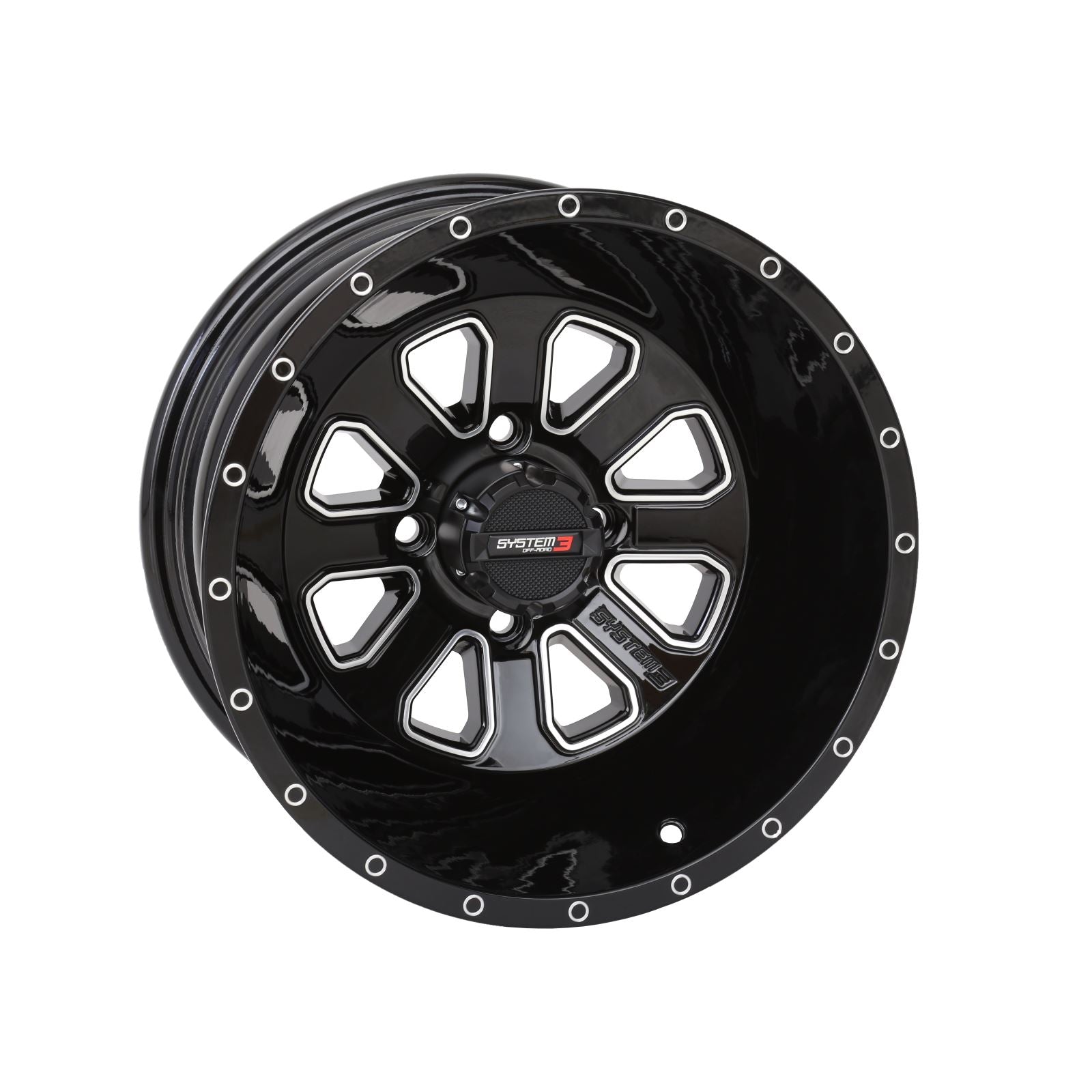 System 3 ST-4 Aluminum Wheel 14x7, 4/110, 2+5, Black/Machined 14S3-4111_1308474