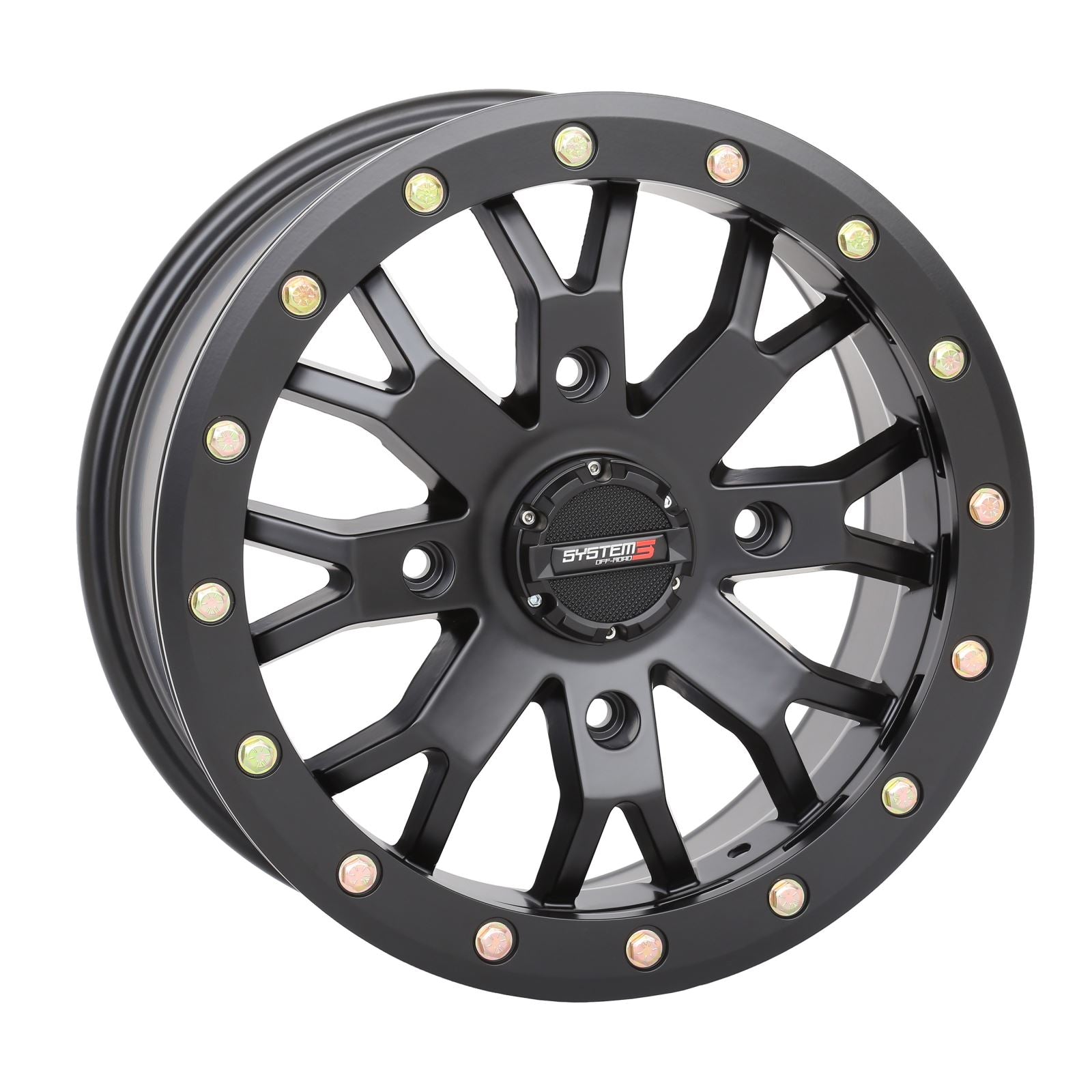 System 3 SB-4 Beadlock Wheel - 15X7 4/156 4+3 BL - Matte Black 15S3-3157_1308555