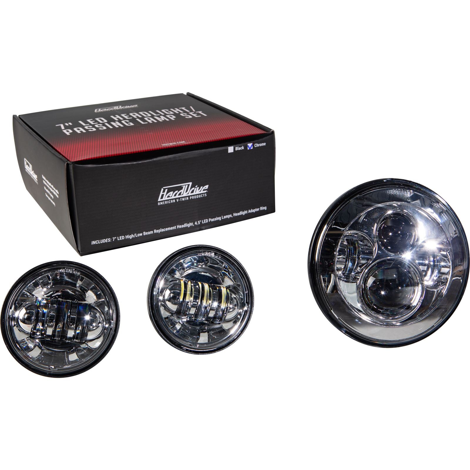 Harddrive Led Headlight/Passing Lamp Set - Chrome LY-HL-SET-001-XC_1131464