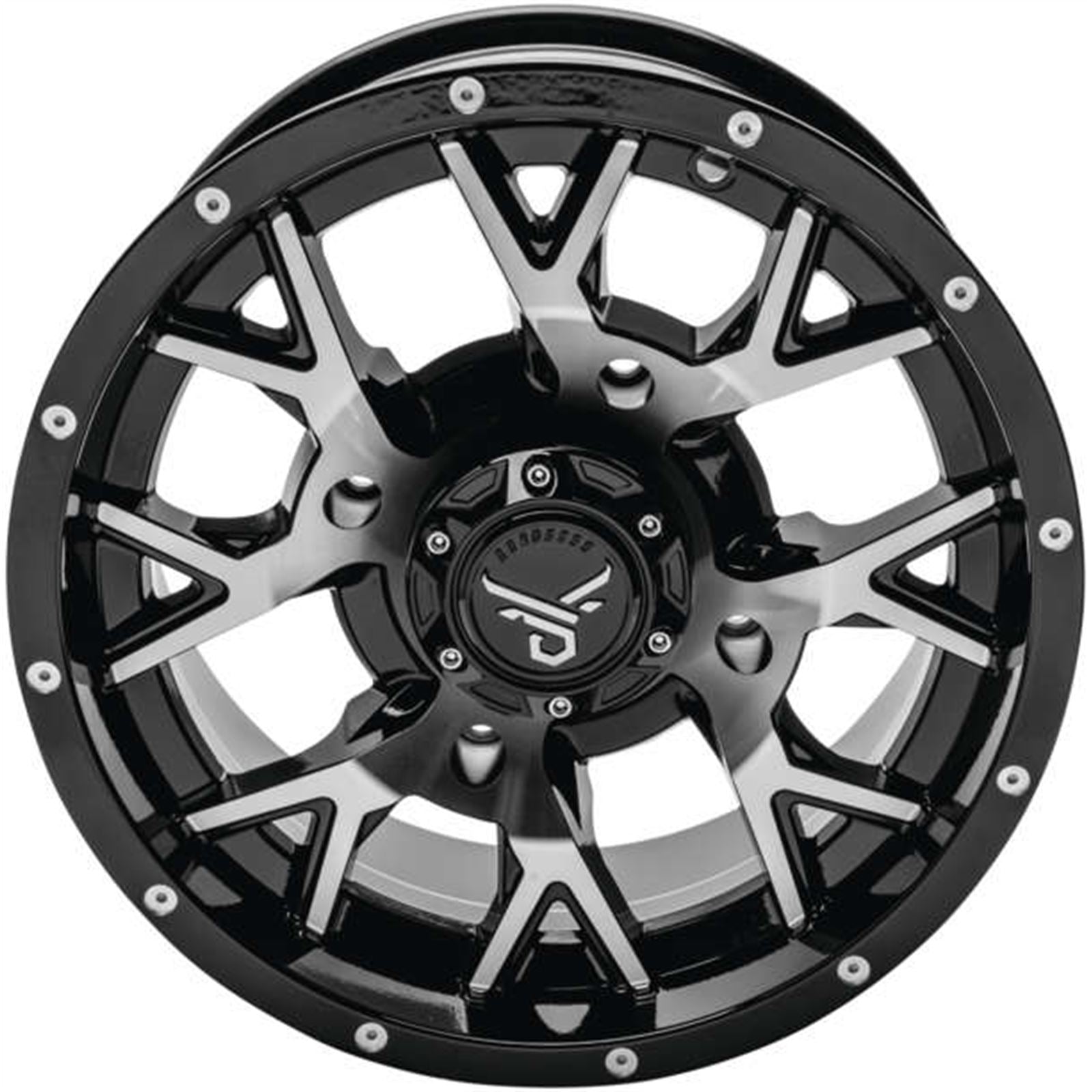 QuadBoss Barbwire Wheel 14x7, 4/156, 4+3, Black/Machined [MPN: RT-GW081147156MBA]_985697