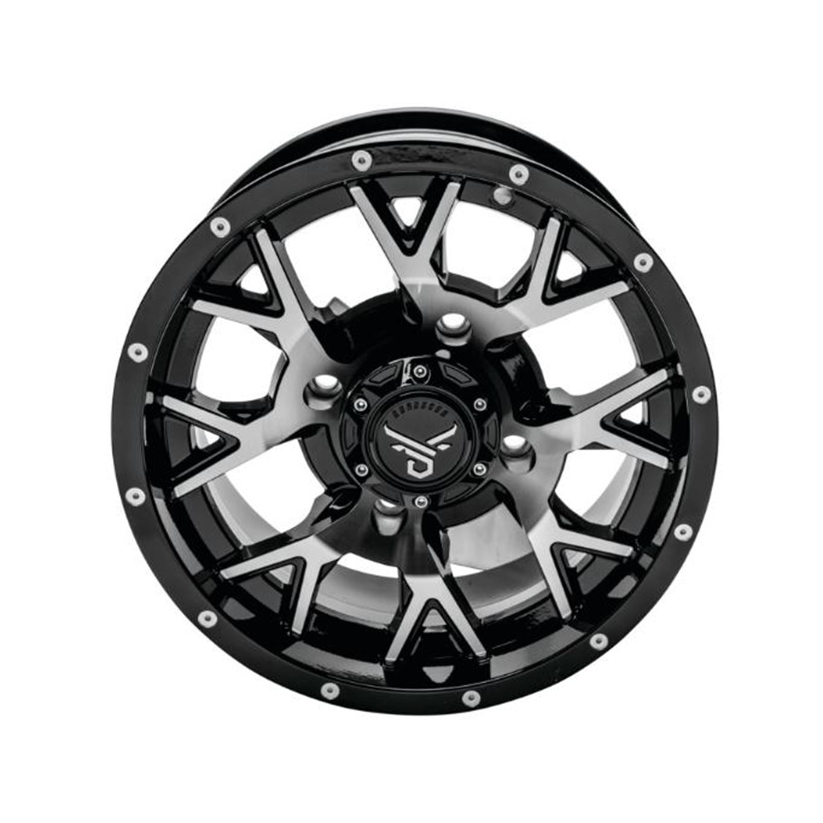 QuadBoss Barbwire Wheel 15x7, 4/156, 4+3, Black/Machined RT-GW081157156MBA_899266