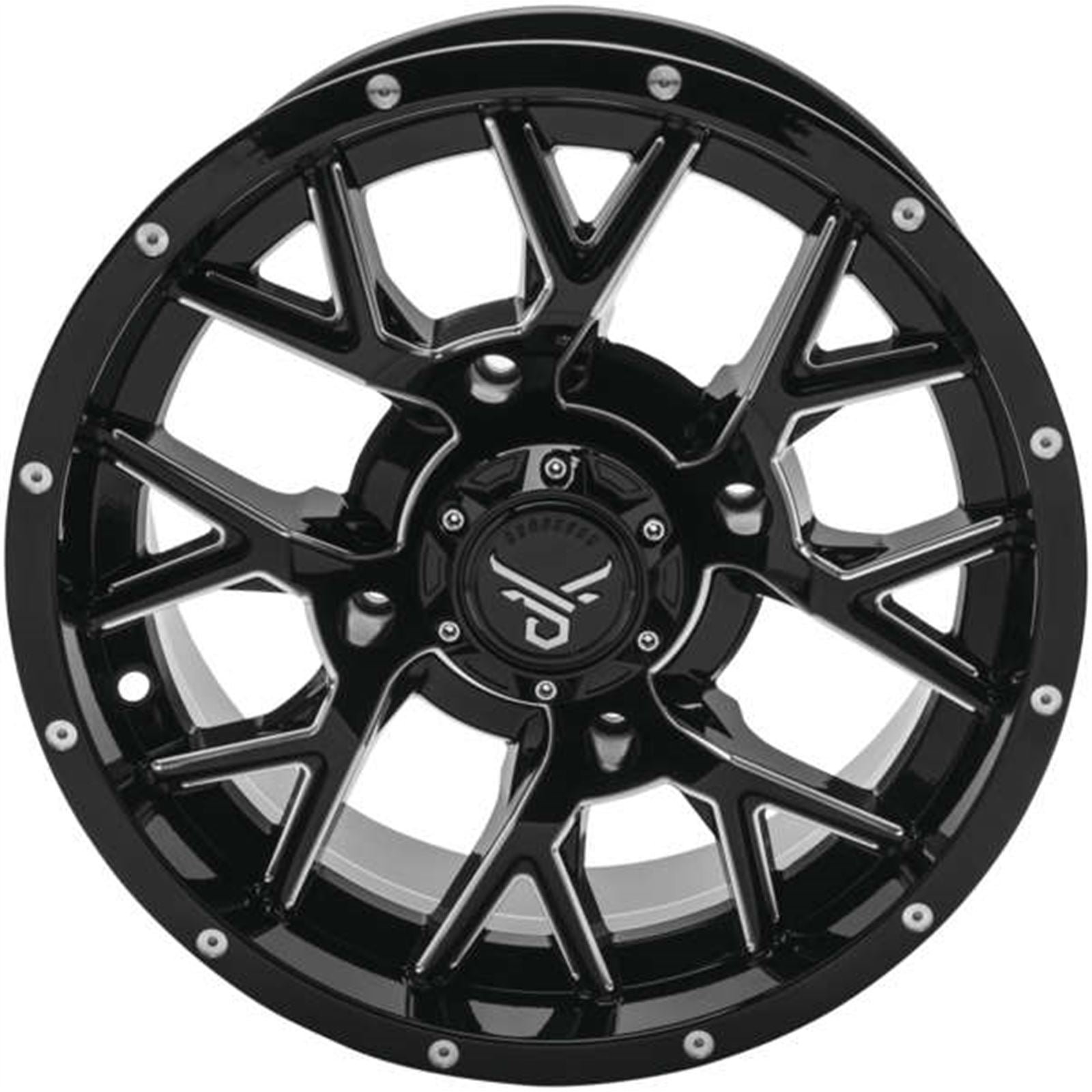 QuadBoss Barbwire Wheel 15x7, 4/156, 4+3, Black/Milled RT-GW081157156MBIA_986155