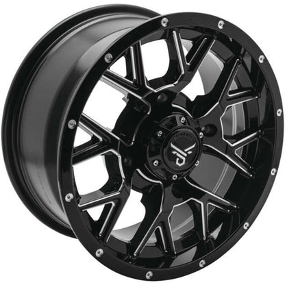QuadBoss Barbwire Wheel 15x7, 4/156, 4+3, Black/Milled RT-GW081157156MBIA_986153