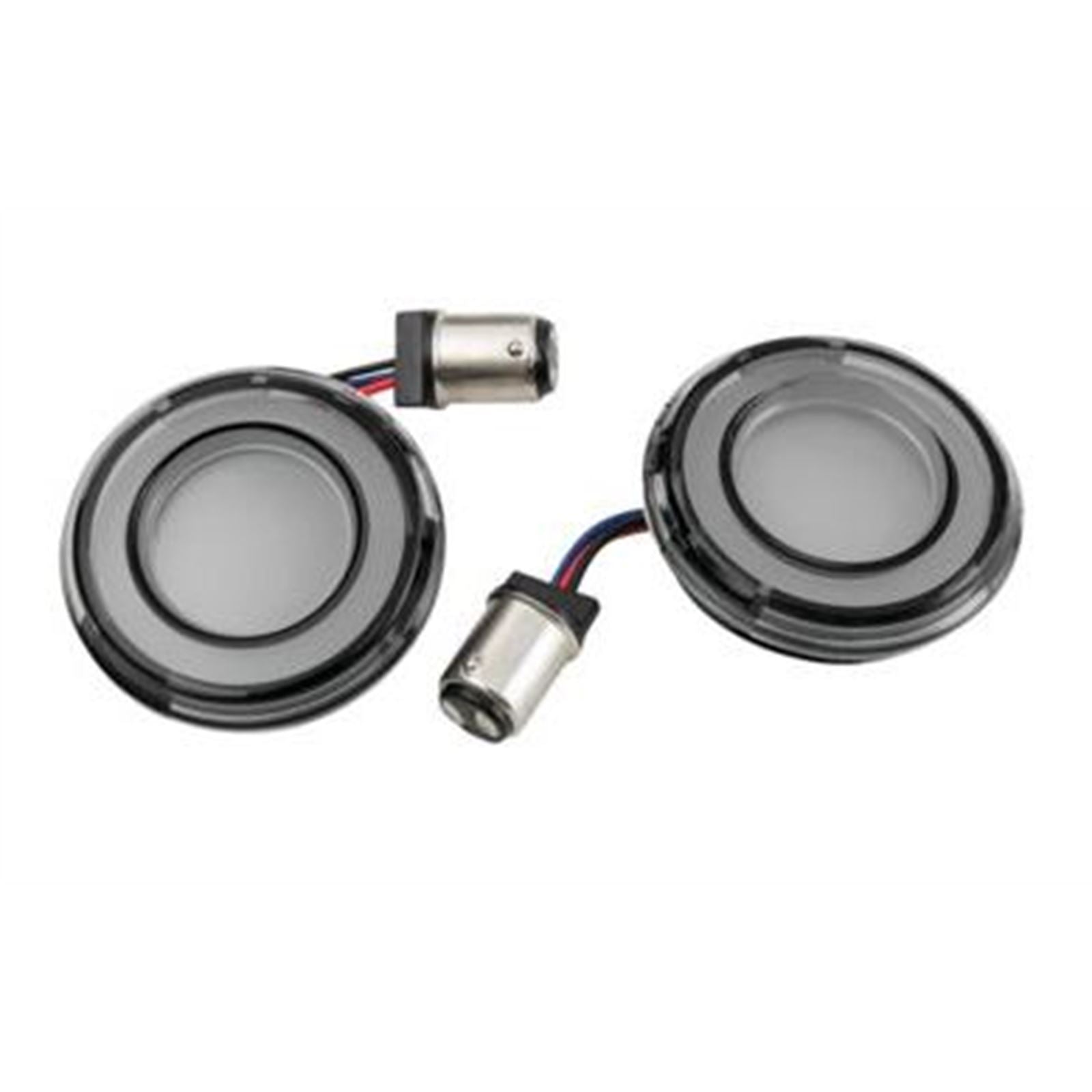 Kuryakyn Tracer LED Turn Signal Inserts 1157 Amber/Amber LED, Smoke Lens, Front 2904_707089