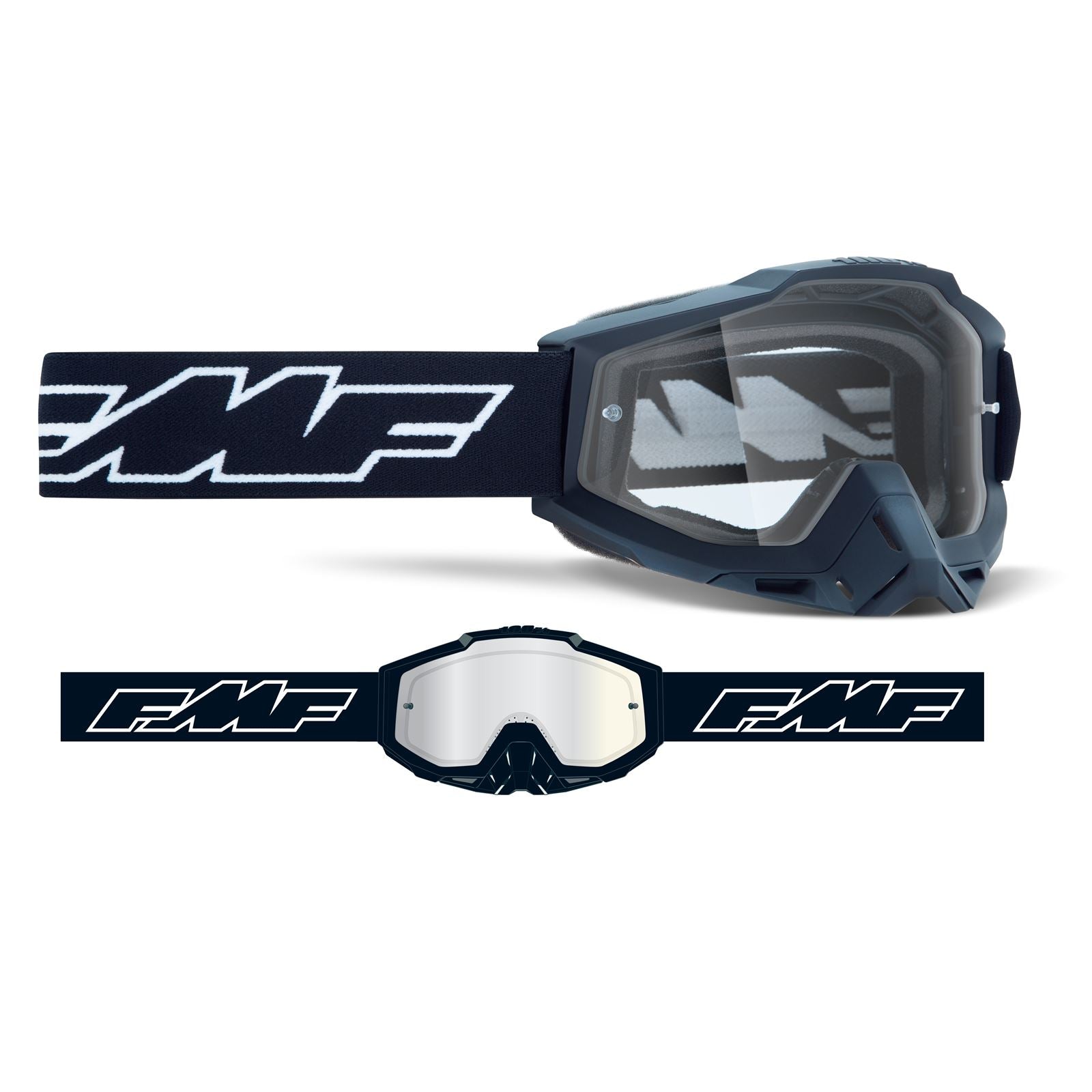 FMF Racing Powerbomb Youth Goggles - Rocket Black - Clear Lens [MPN: F-50300-101-01]_1008901