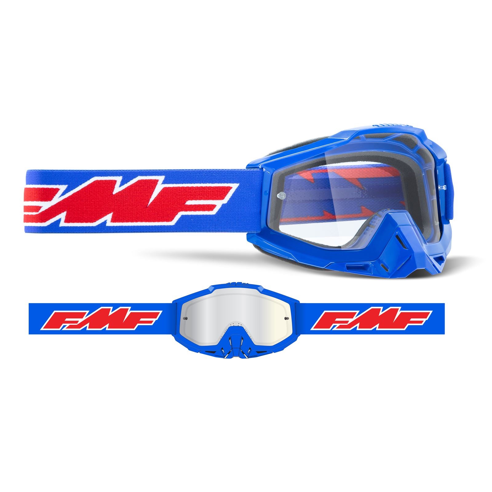 FMF Racing Powerbomb Youth Goggles - Rocket Blue - Clear Lens [MPN: F-50300-101-02]_1008905