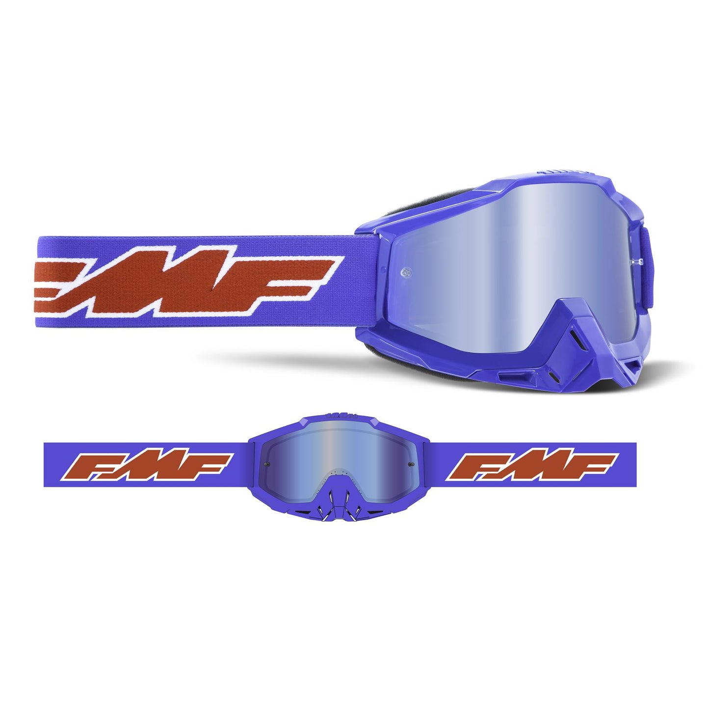FMF Racing Powerbomb Youth Goggles - Rocket Blue - Blue Mirror Lens [MPN: F-50300-250-02]_1008907