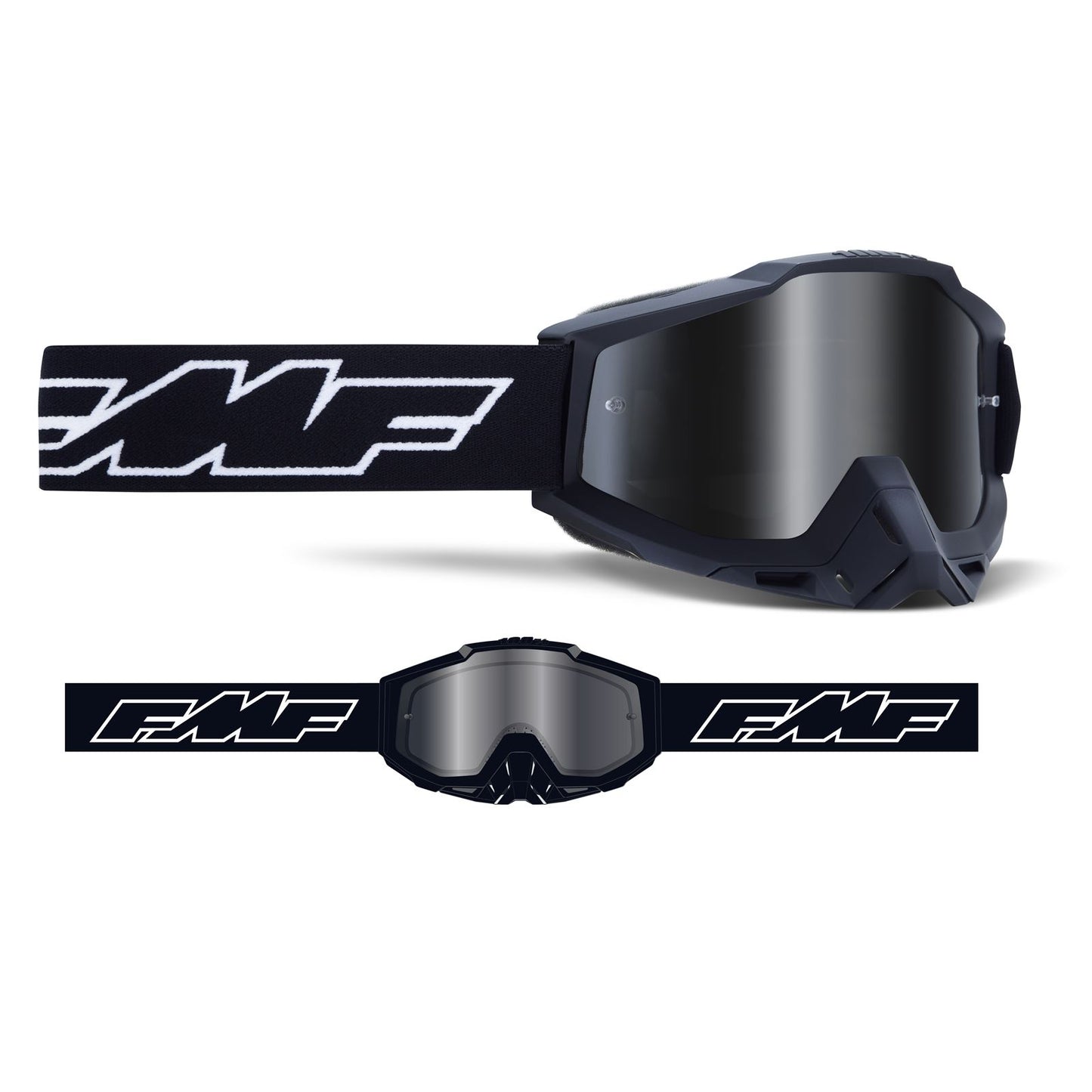 FMF Racing Powerbomb Youth Goggles - Rocket Black - Silver Mirror Lens [MPN: F-50300-252-01]_1008903