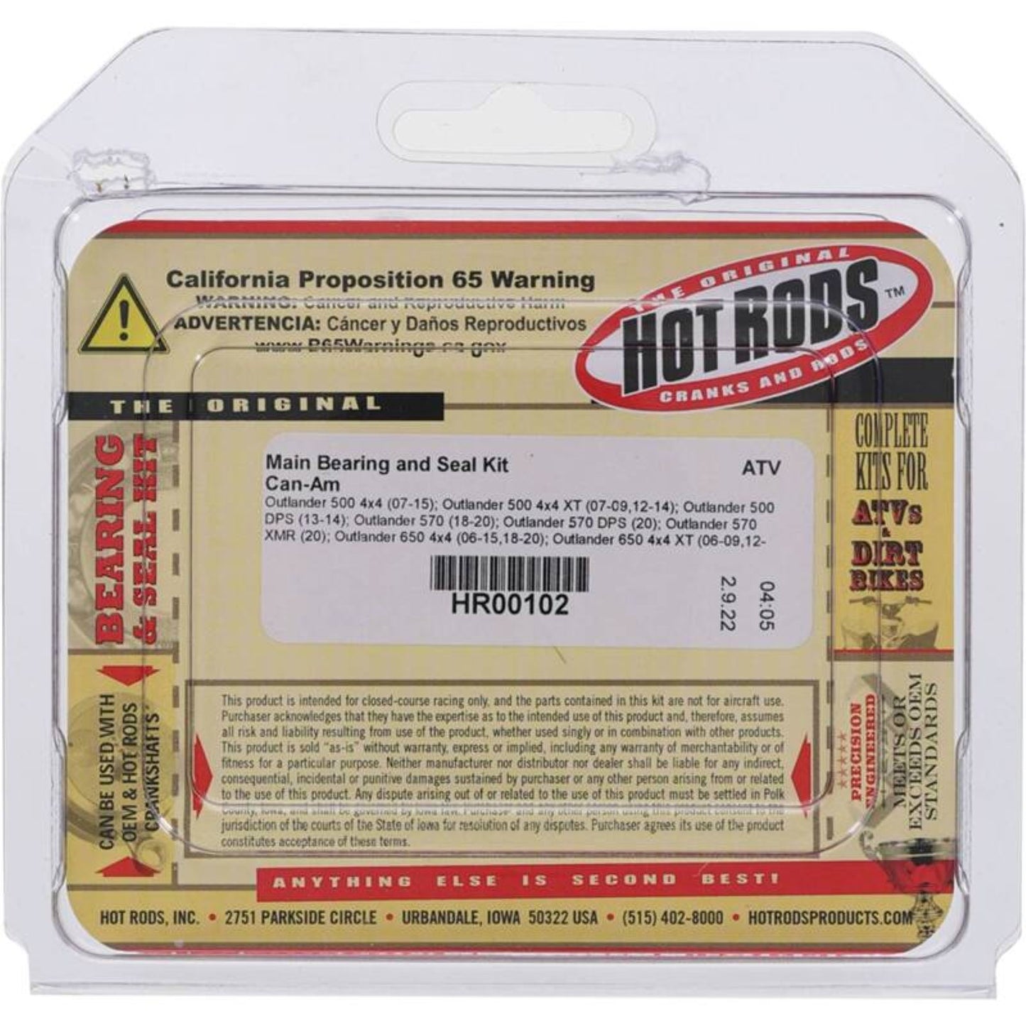 Hot Rods Main Bearing and Seal Kit HR00102_1648978