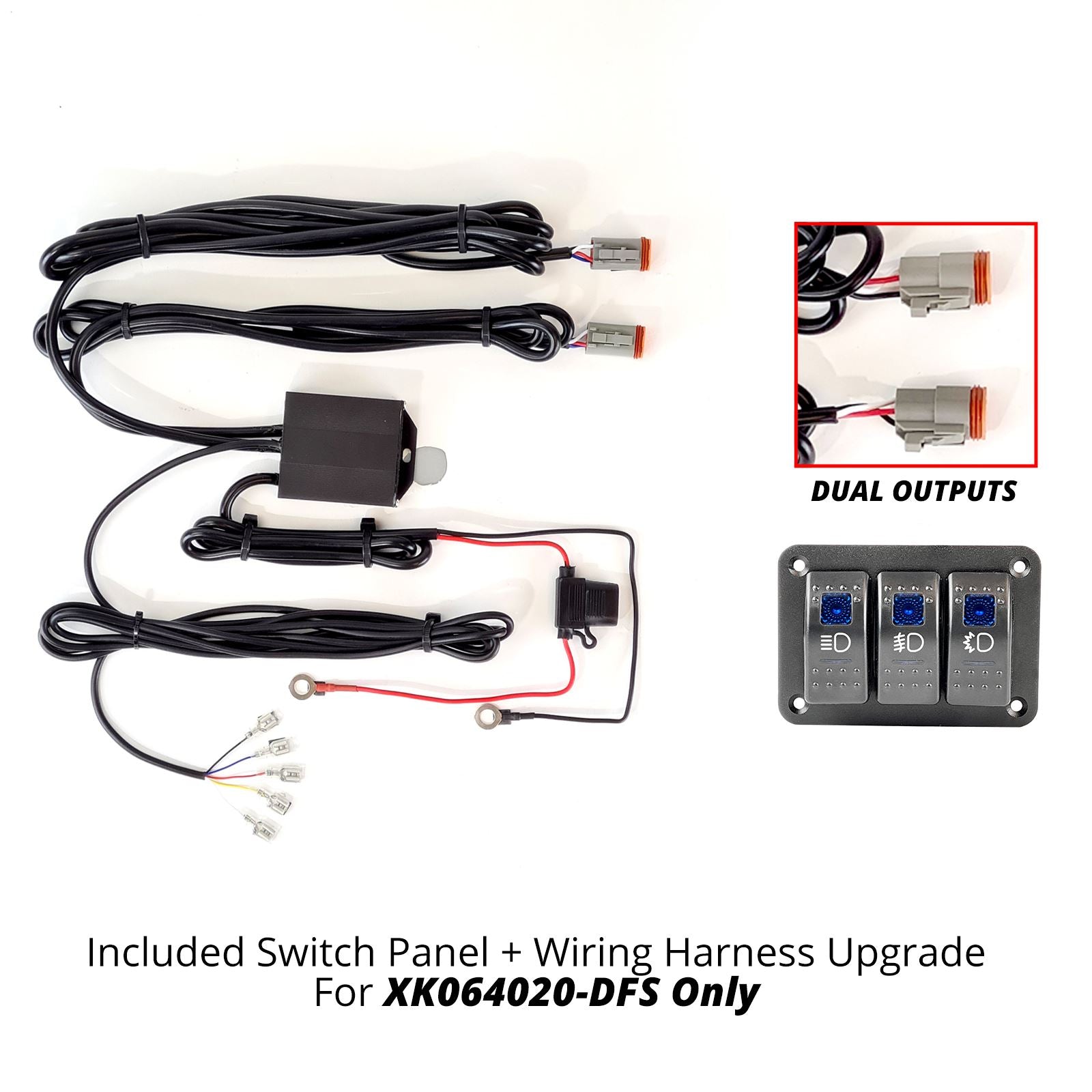XKGlow 3 Switch Rocker Panel 3 Output Wire Strobe Combo [MPN: XK064-WIRE-3OP]_1007320