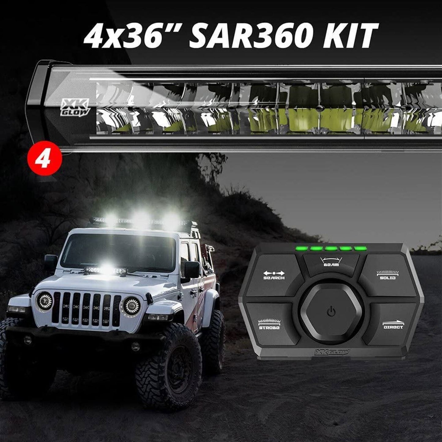 XKGlow 360 S.A.R. Light Bar System - 36" Light Bars and Controller XK-SAR360-2222_977962