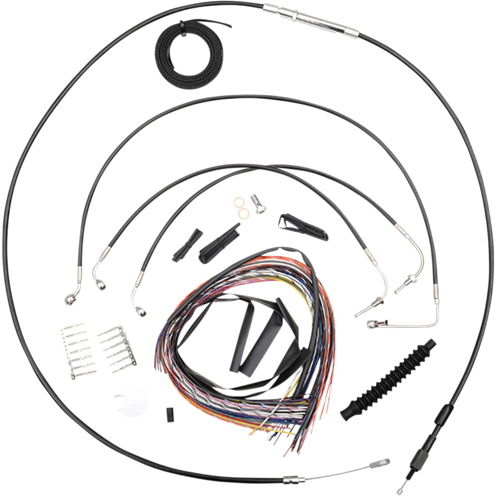 LA Choppers Cable/Brake Line Kit 18"- 20" Ape Hanger Handlebars - Black Vinyl [MPN: LA-8154KT2-19B]_1055072