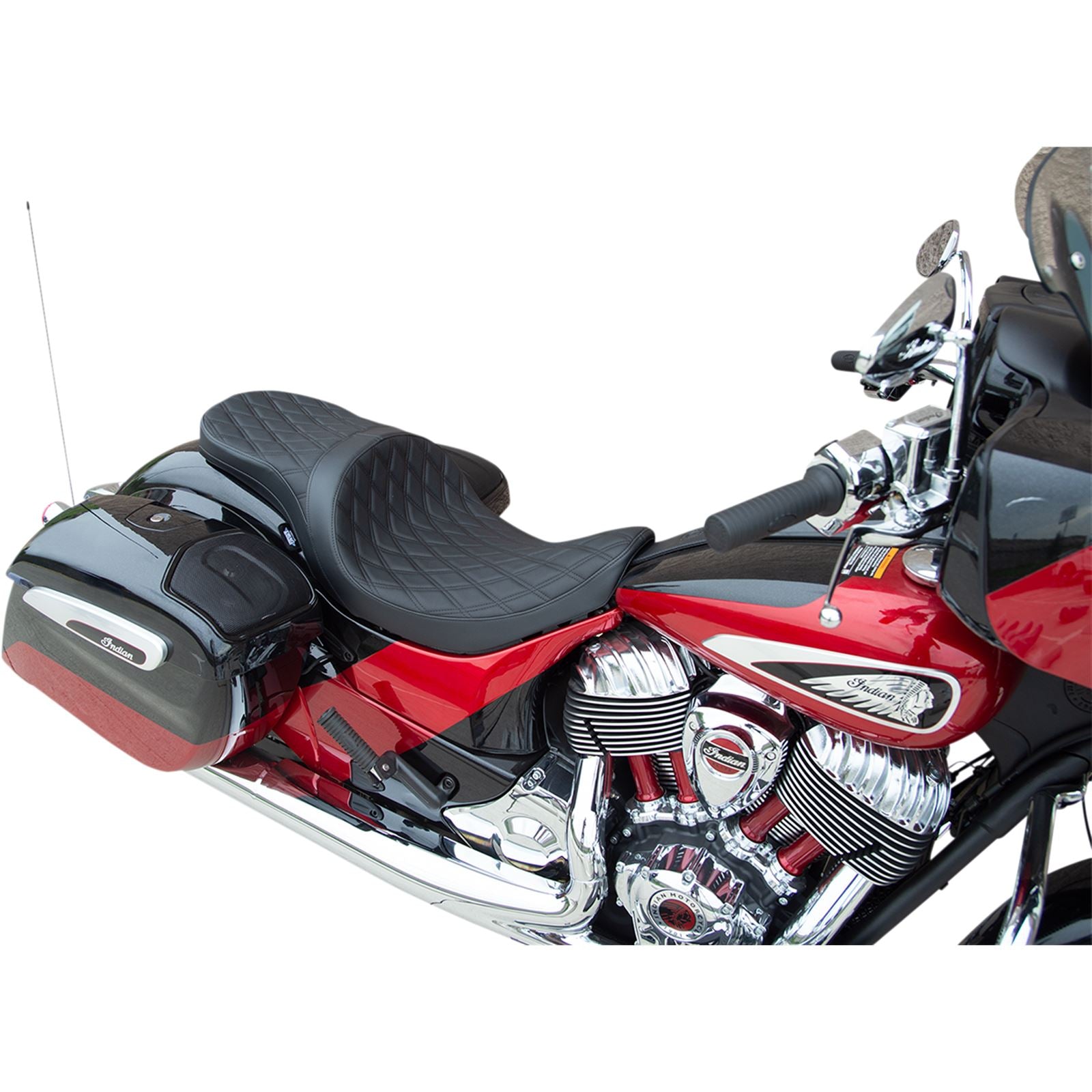 Drag Specialties Low Touring Seat - Double Diamond - Black - Vinyl 0810-2258_1018386