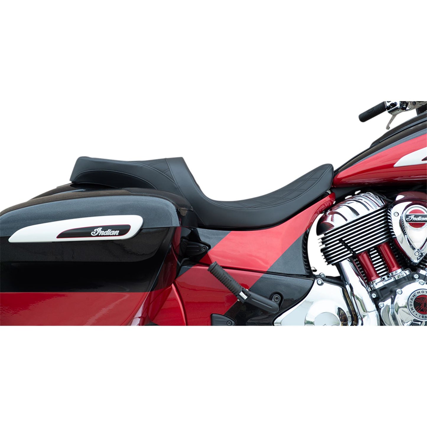 Drag Specialties Low Touring Seat - Double Diamond - Black - Vinyl 0810-2258_1018384