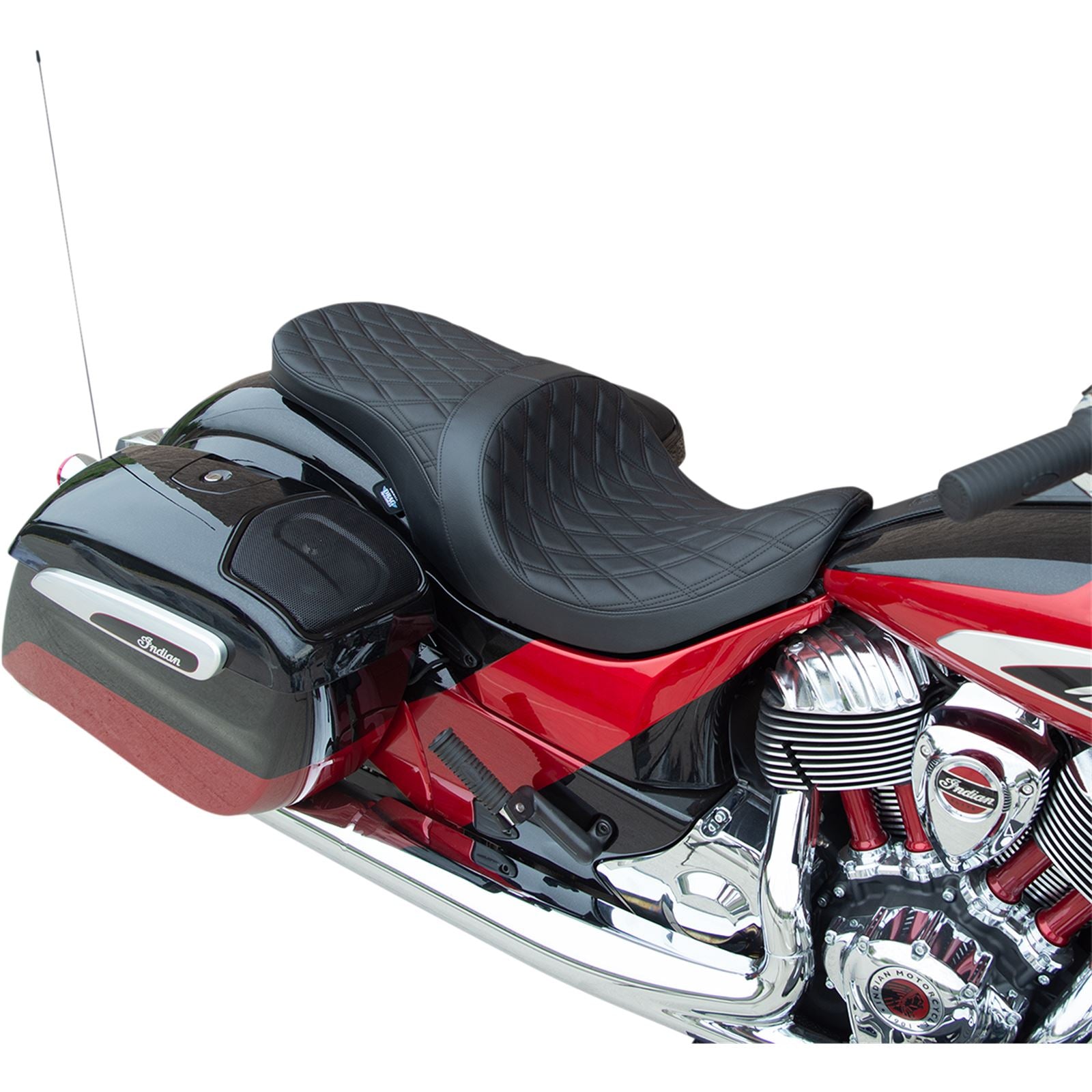 Drag Specialties Low Profile Touring Seat - Double Diamond - Black - Vinyl 0810-2273_1018381