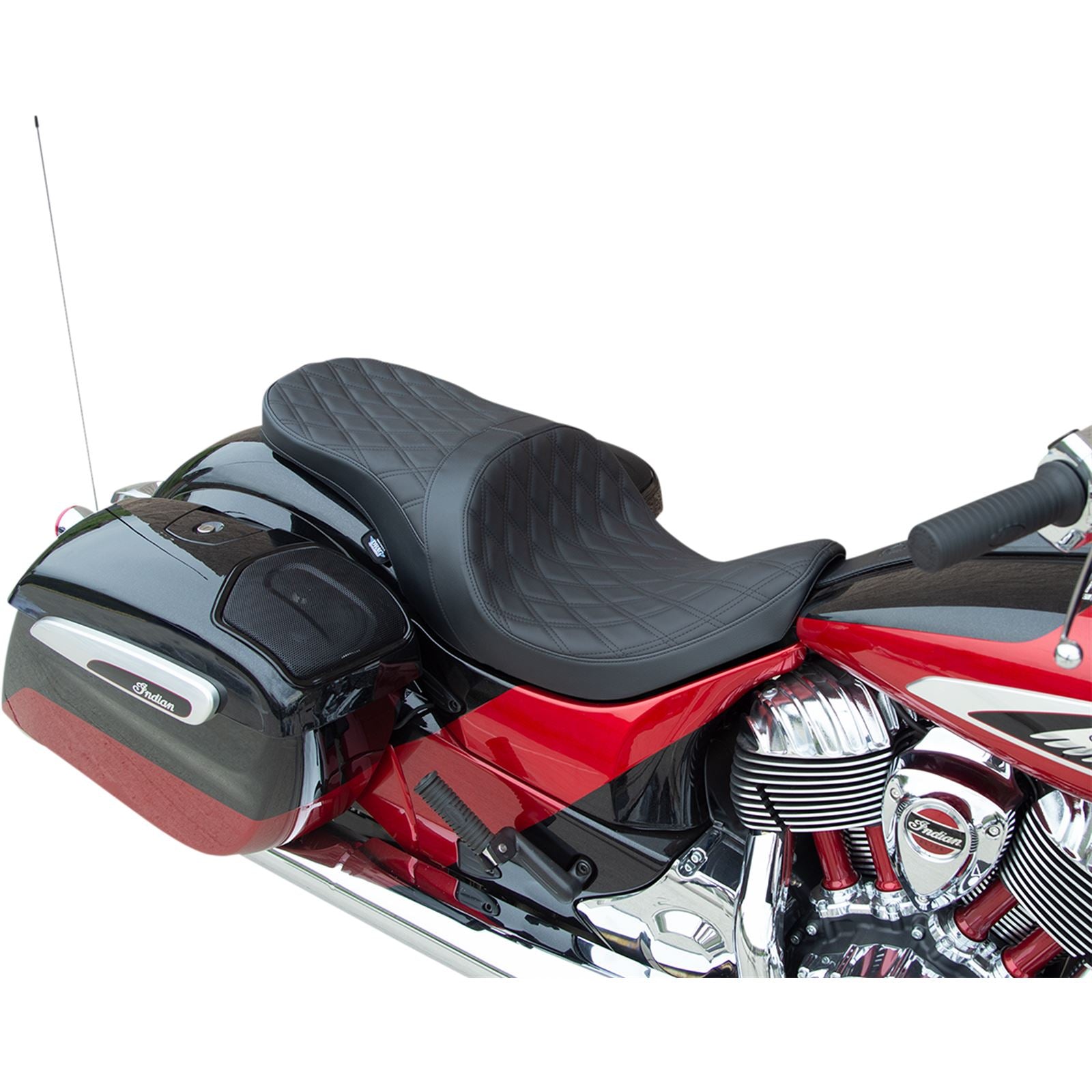 Drag Specialties Low Pro Touring Seat-Double Diamond Black-Solar Reflective Leather 0810-2274_1018385
