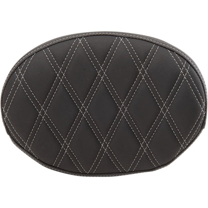 Drag Specialties Backrest Pad - Oval - Double Diamond - Silver Thread 0822-0429_1011675