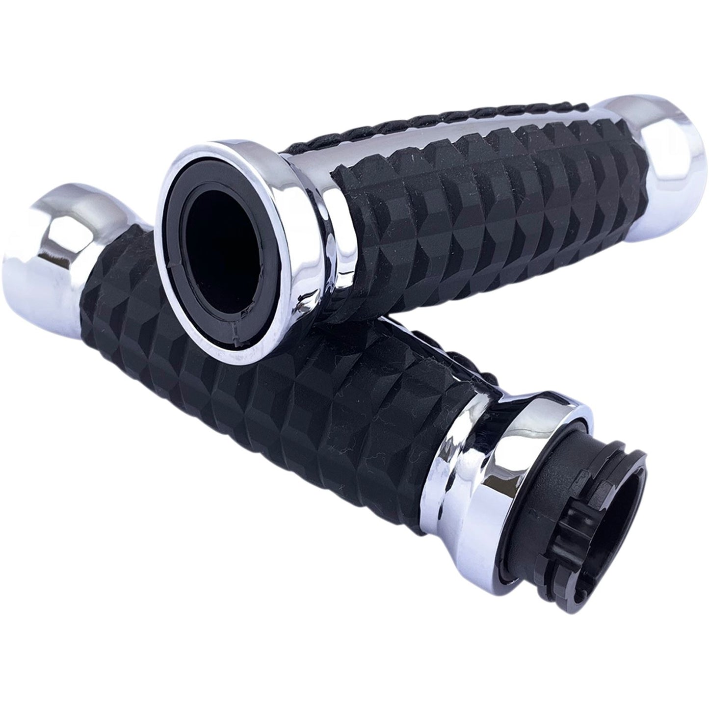 Drag Specialties Chrome Grenade Grips for '82+ 0630-2639_1030821