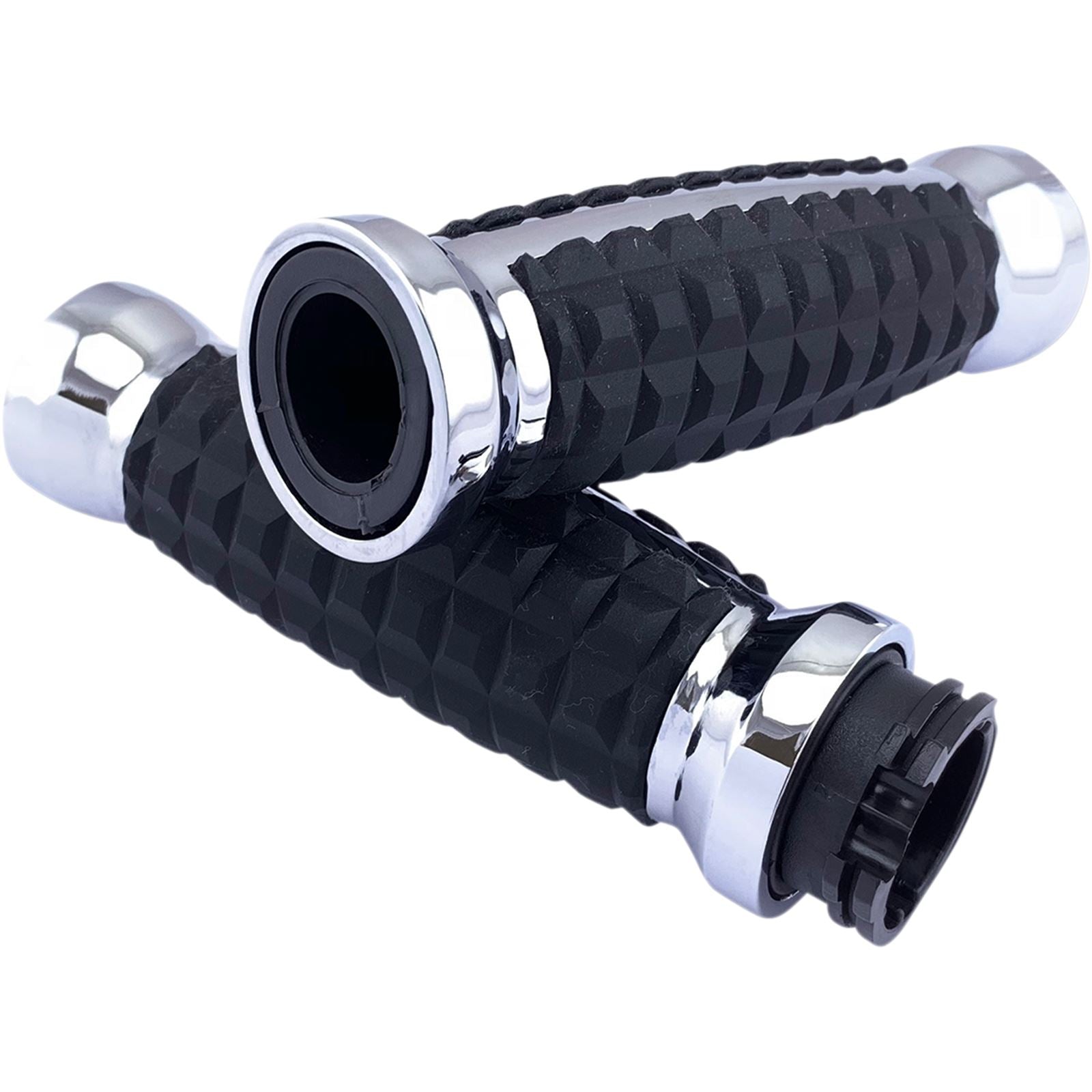 Drag Specialties Chrome Grenade Grips for '82+ 0630-2639_1030821