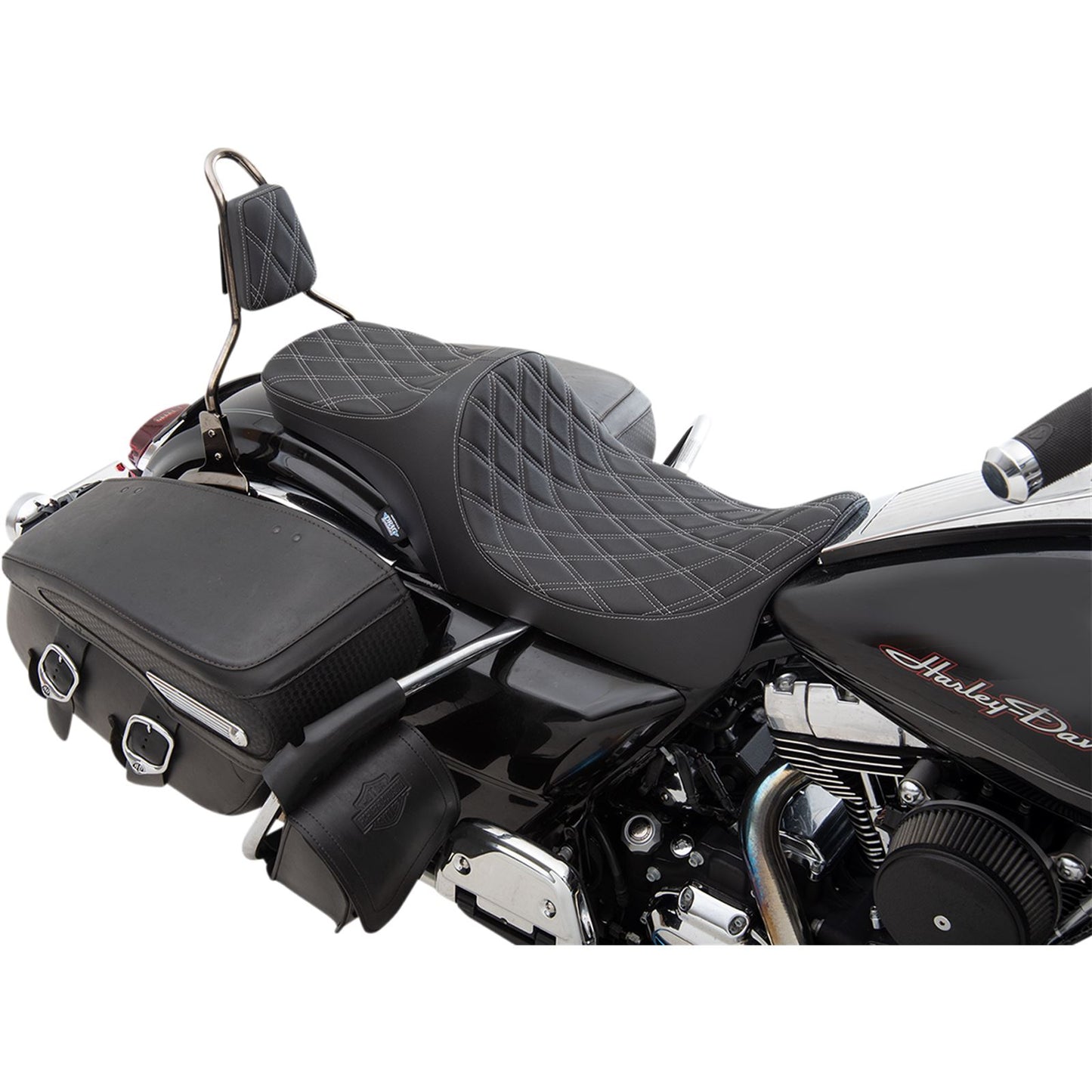 Drag Specialties Predator III 2- Up Seat - Double Diamond - Silver 0801-1305_1030948