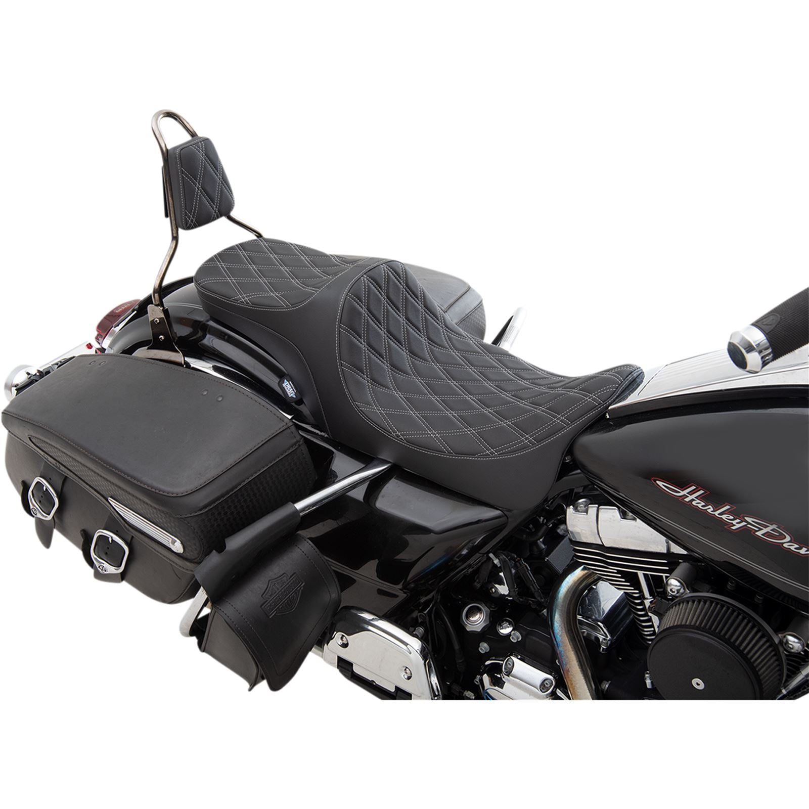 Drag Specialties Predator III 2- Up Seat - Double Diamond - Silver 0801-1305_1030948