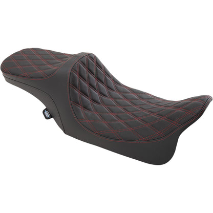 Drag Specialties Predator III 2- Up Seat - Double Diamond - Red - Vinyl - Reduced Reach 0801-1310_1030958