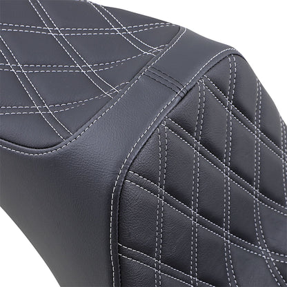 Drag Specialties Predator III Seat - Double Diamond - Silver Thread 0802-1439_1030915