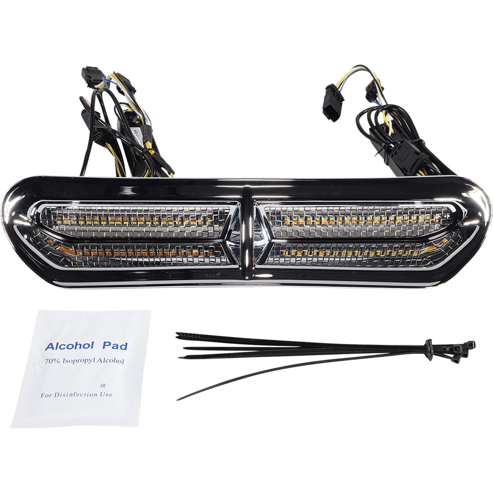 Custom Dynamics LED Vent Insert - Amber/White - Chrome with Stainless Mesh CD-VENT-AW2-C_1057052