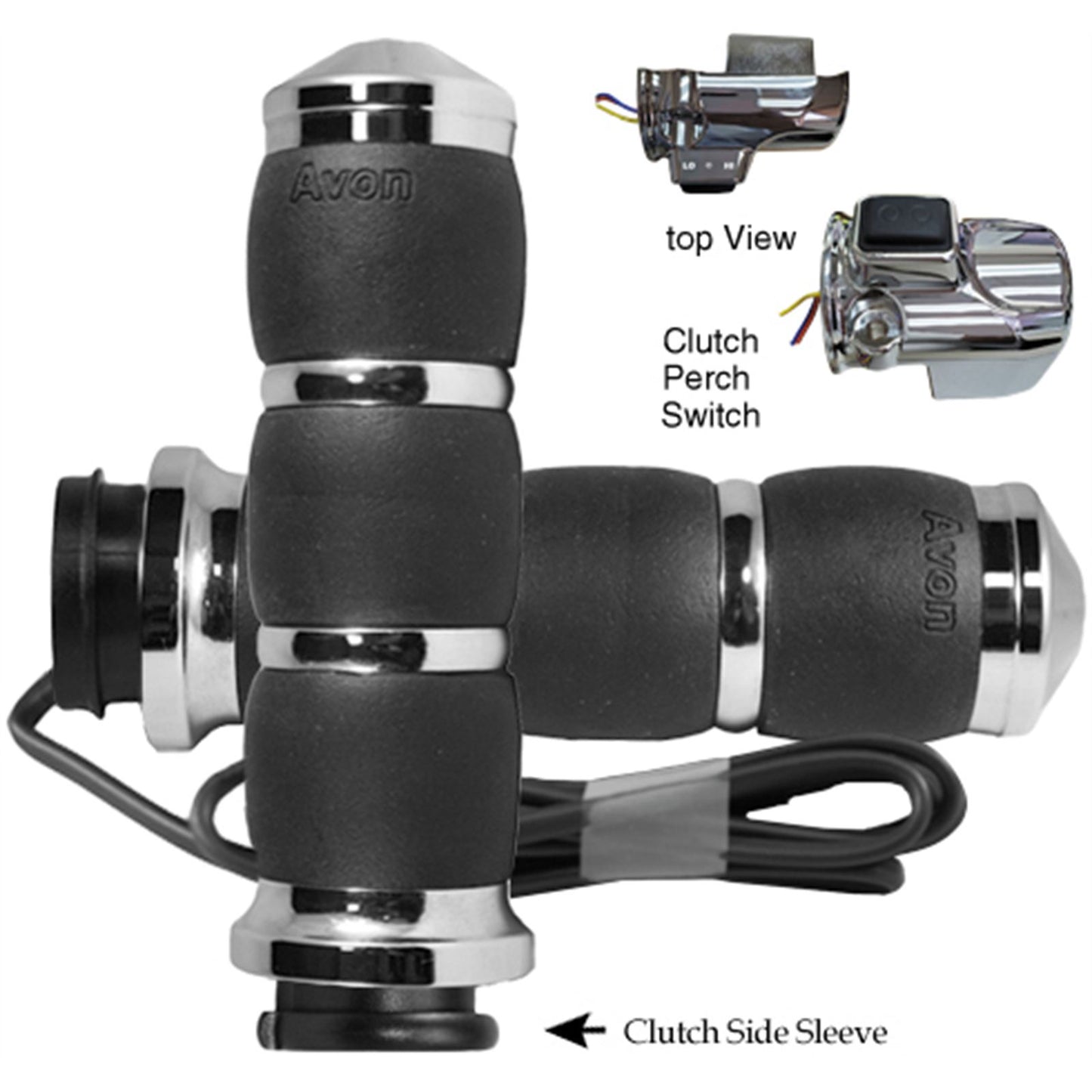 Avon Grips Velvet Air FBW Heated Grips for 15-UP FLTR - Chrome AIR-93-FLY-RH_725785