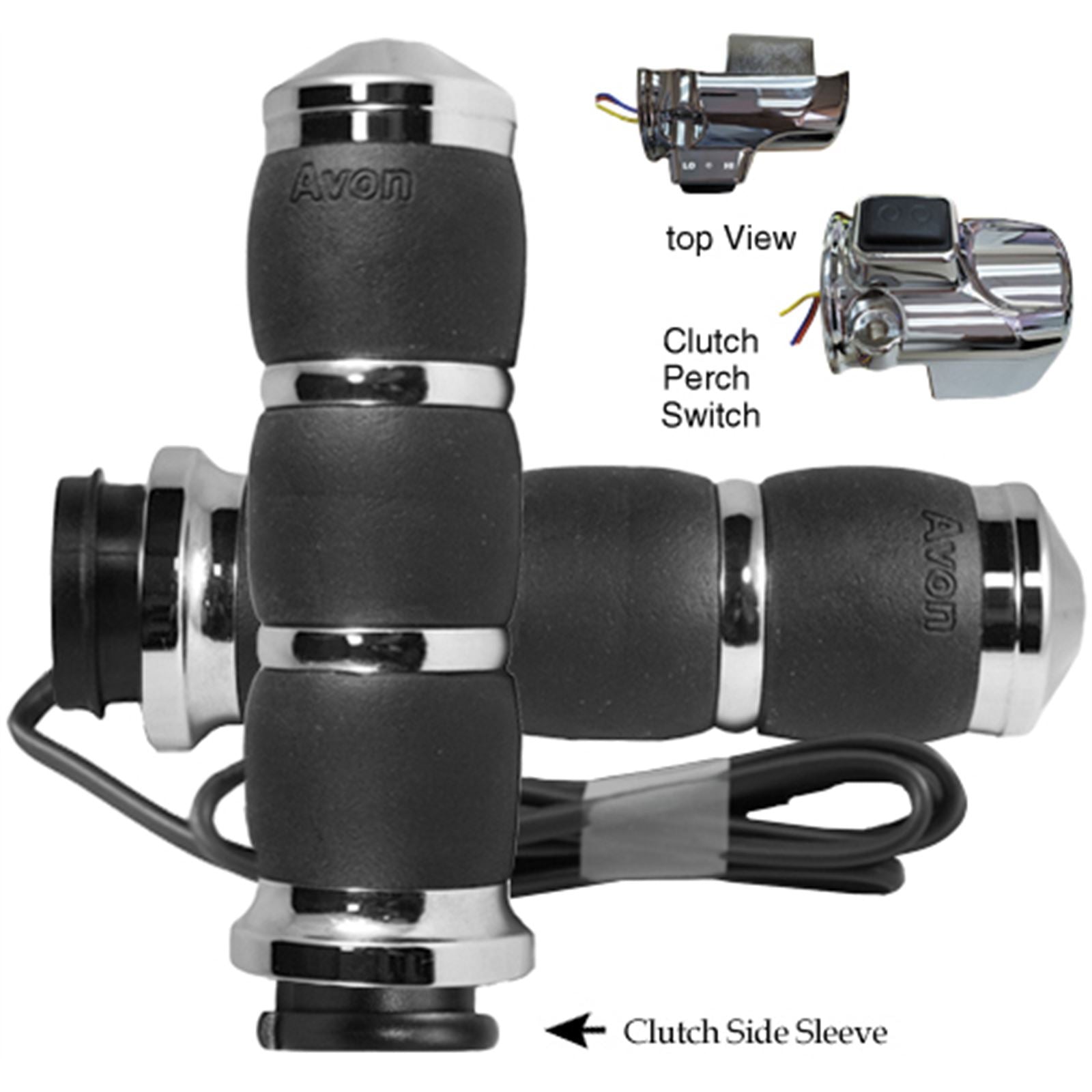 Avon Grips Velvet Air FBW Heated Grips for 15-UP FLTR - Chrome AIR-93-FLY-RH_725785