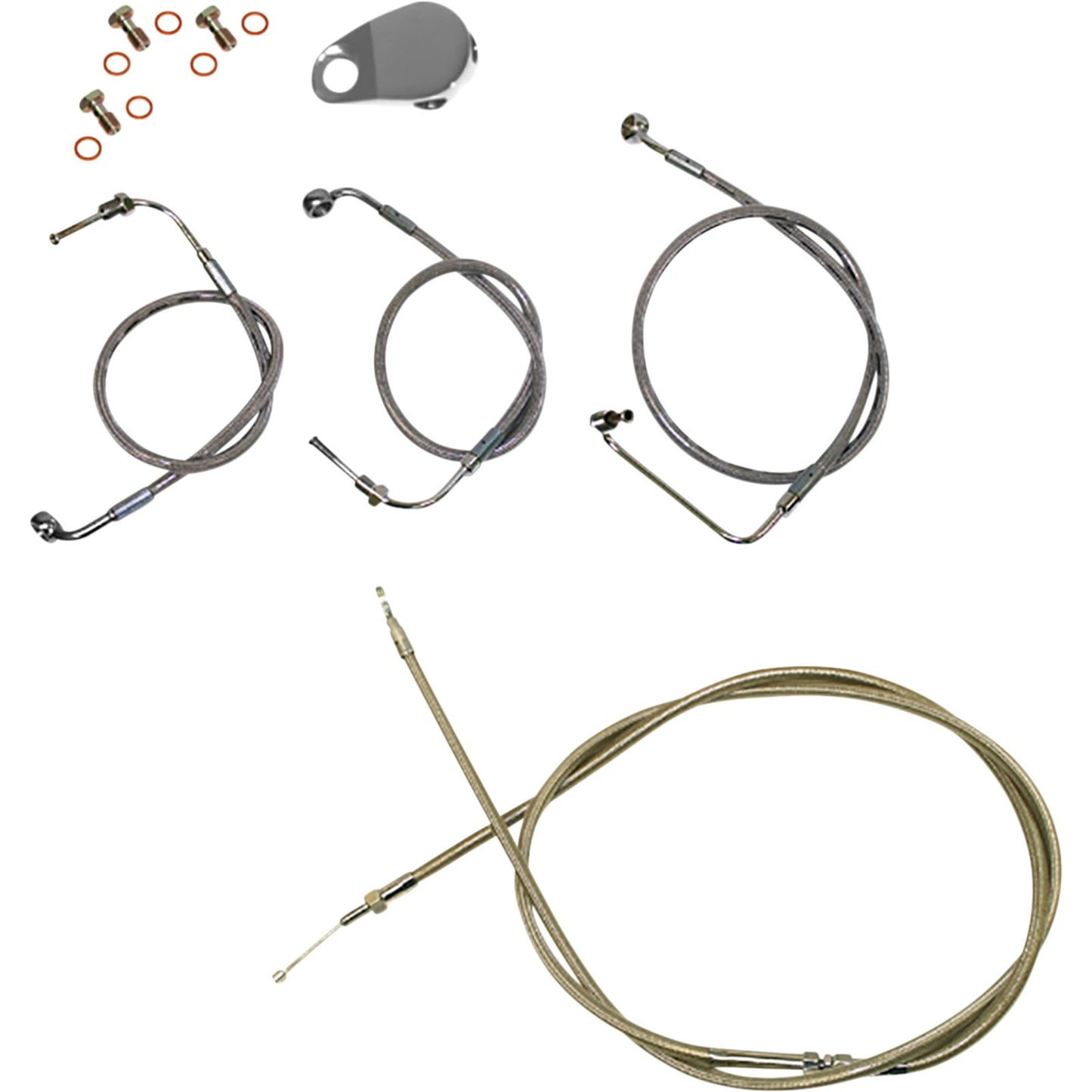 LA Choppers Handlebar Cable/Brake Line Kit 12"-14" - Stainless Steel [MPN: LA-8155KT-13]_1057607