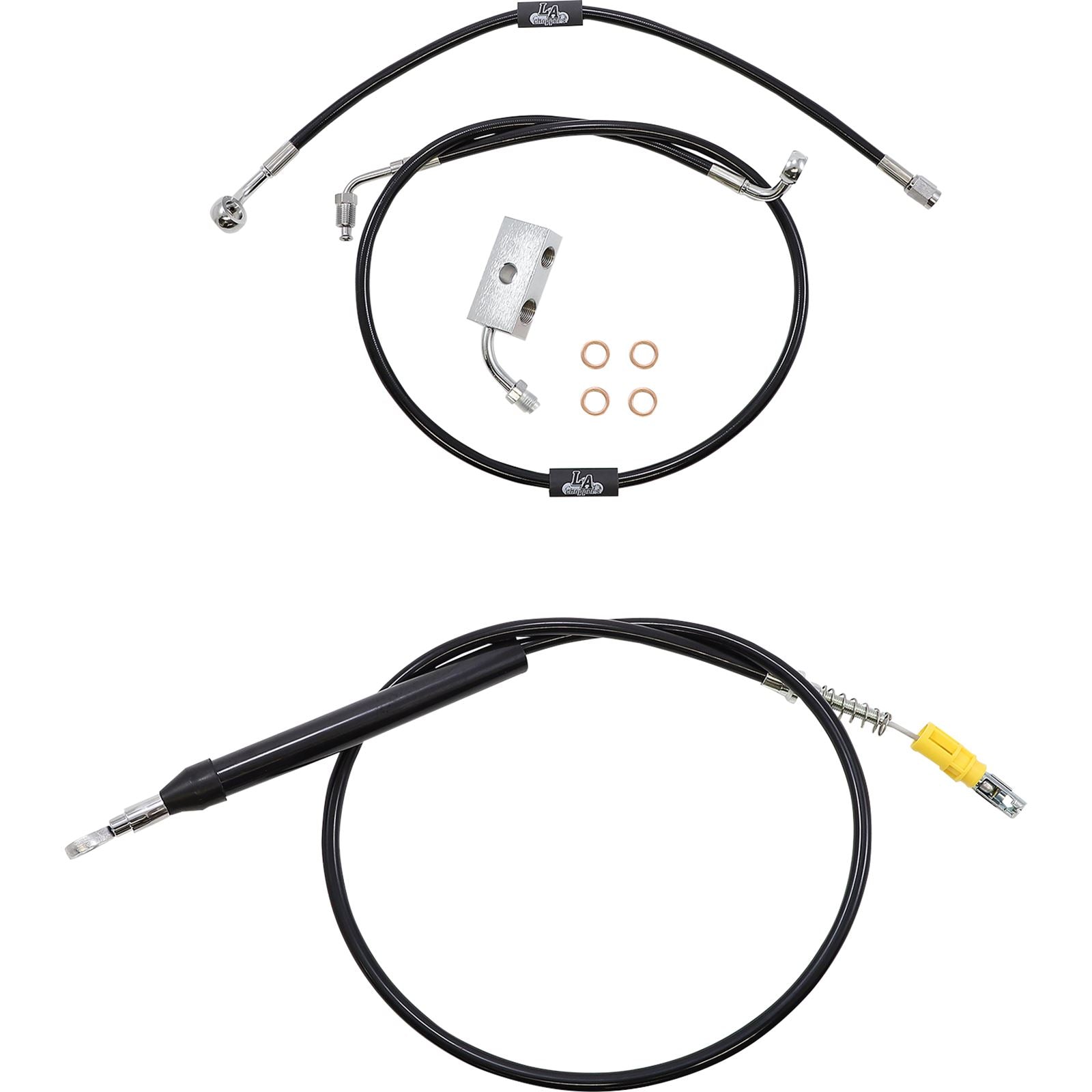 LA Choppers Handlebar Cable/Brake Line Kit - 15" - 17" - Black Vinyl [MPN: LA-8155KT-16B]_1102855