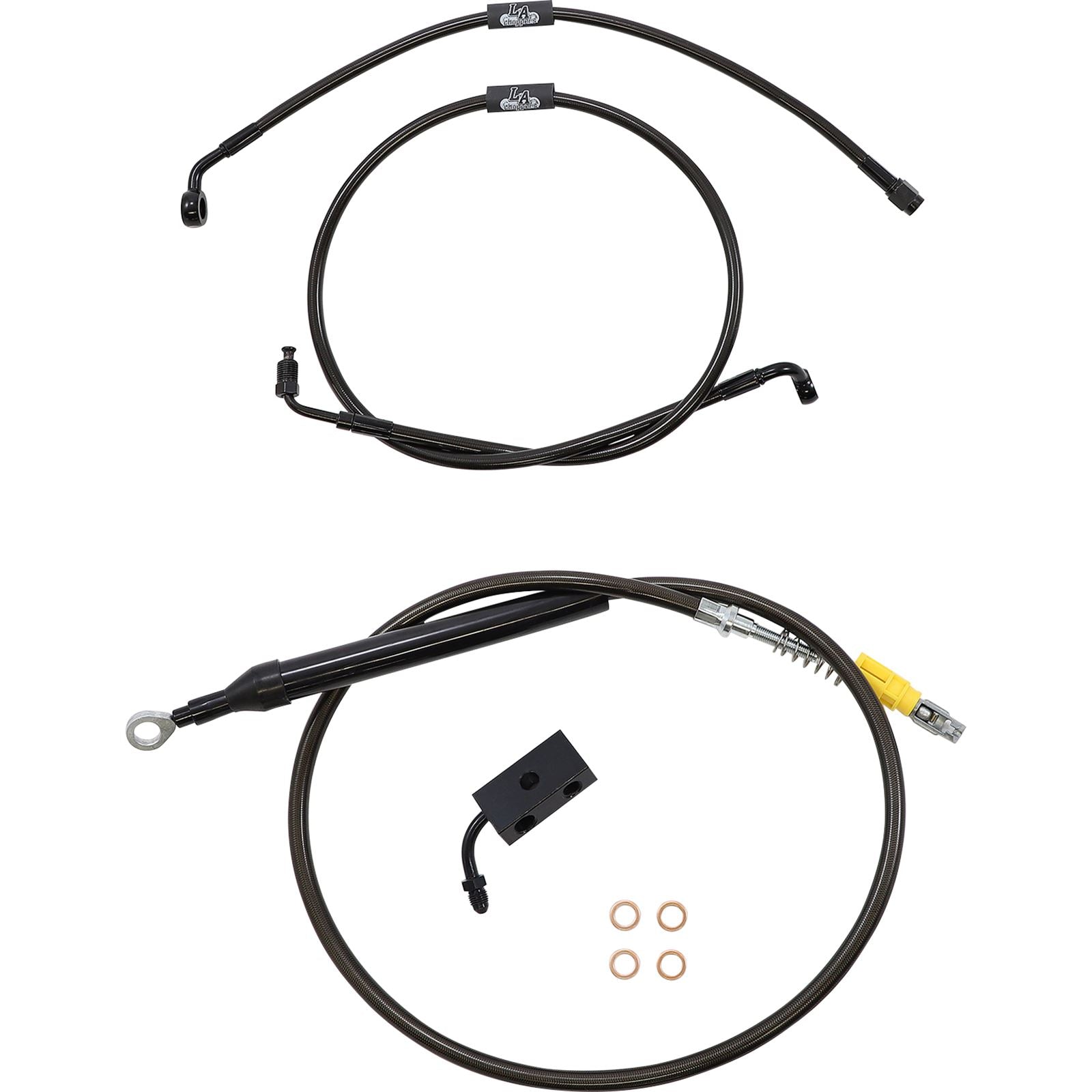 LA Choppers Handlebar Cable/Brake Line Kit - 15" - 17" - Midnight [MPN: LA-8155KT-16M]_1104191