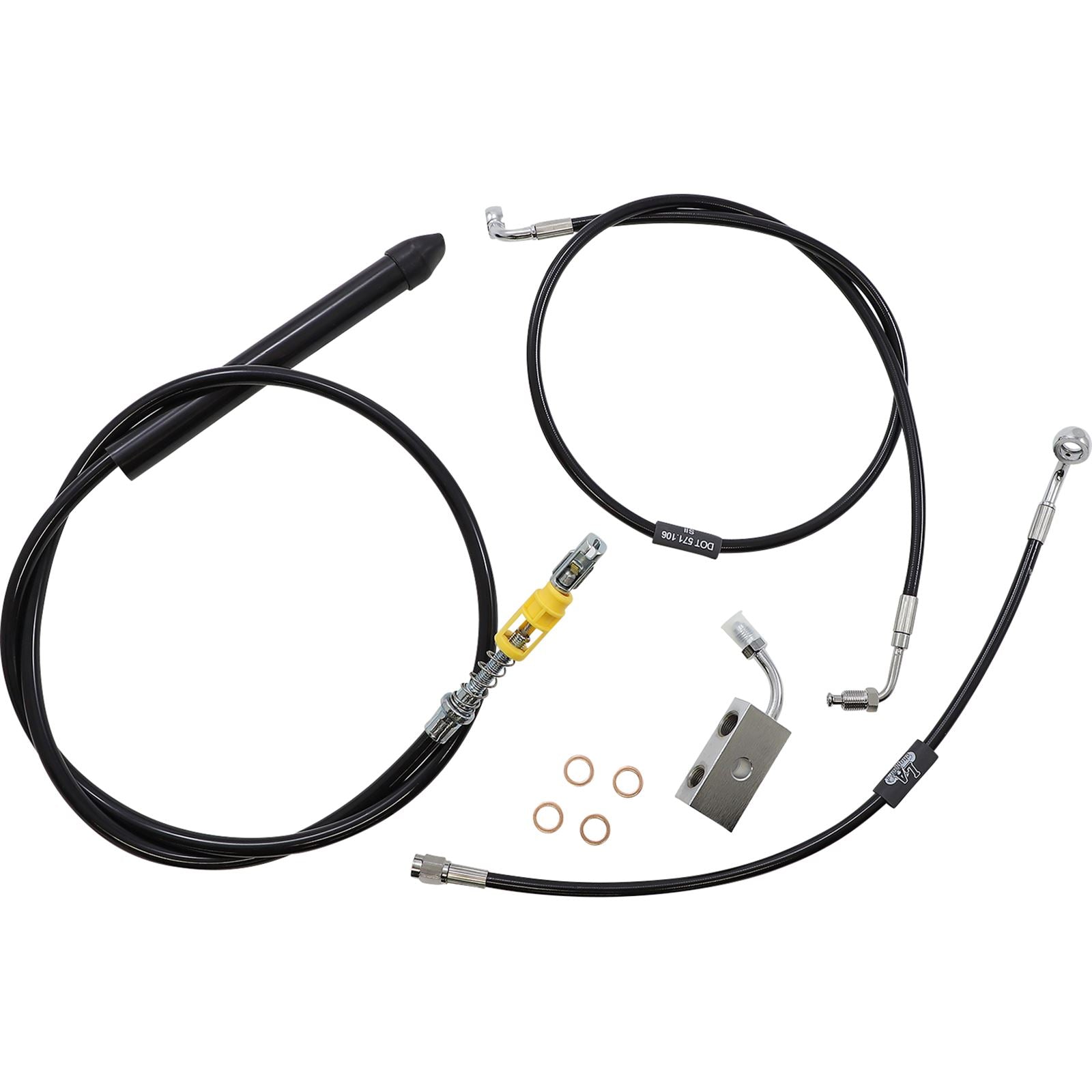 LA Choppers Cable/Brake Line Kit - 18" - 20" Ape Hanger - Black Vinyl [MPN: LA-8155KT-19B]_1091750