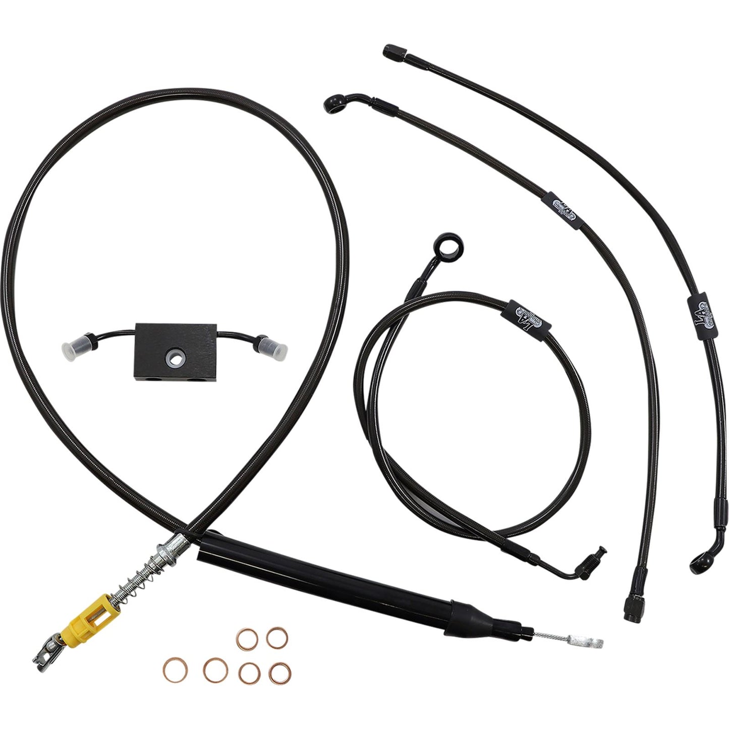 LA Choppers Handlebar Cable/Brake Line Kit - 12" - 14" - Midnight [MPN: LA-8157KT-13M]_1096405