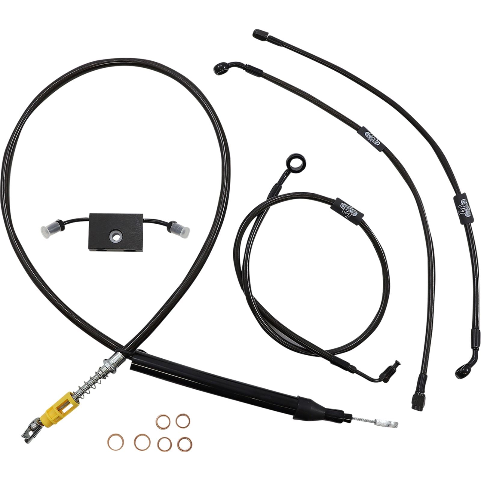 LA Choppers Handlebar Cable/Brake Line Kit - 12" - 14" - Midnight [MPN: LA-8157KT-13M]_1096405