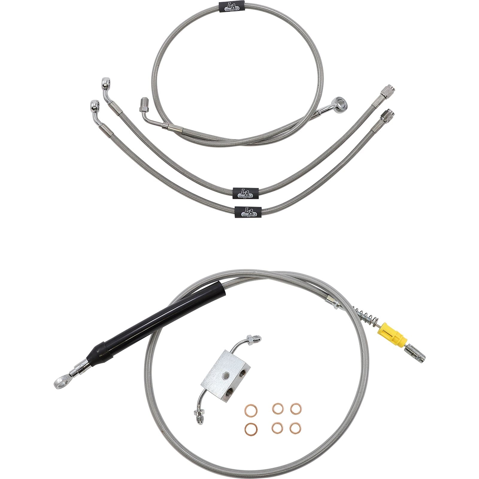 LA Choppers Handlebar Cable/Brake Line Kit - 18" - 20" - Stainless Steel [MPN: LA-8157KT-19]_1104188