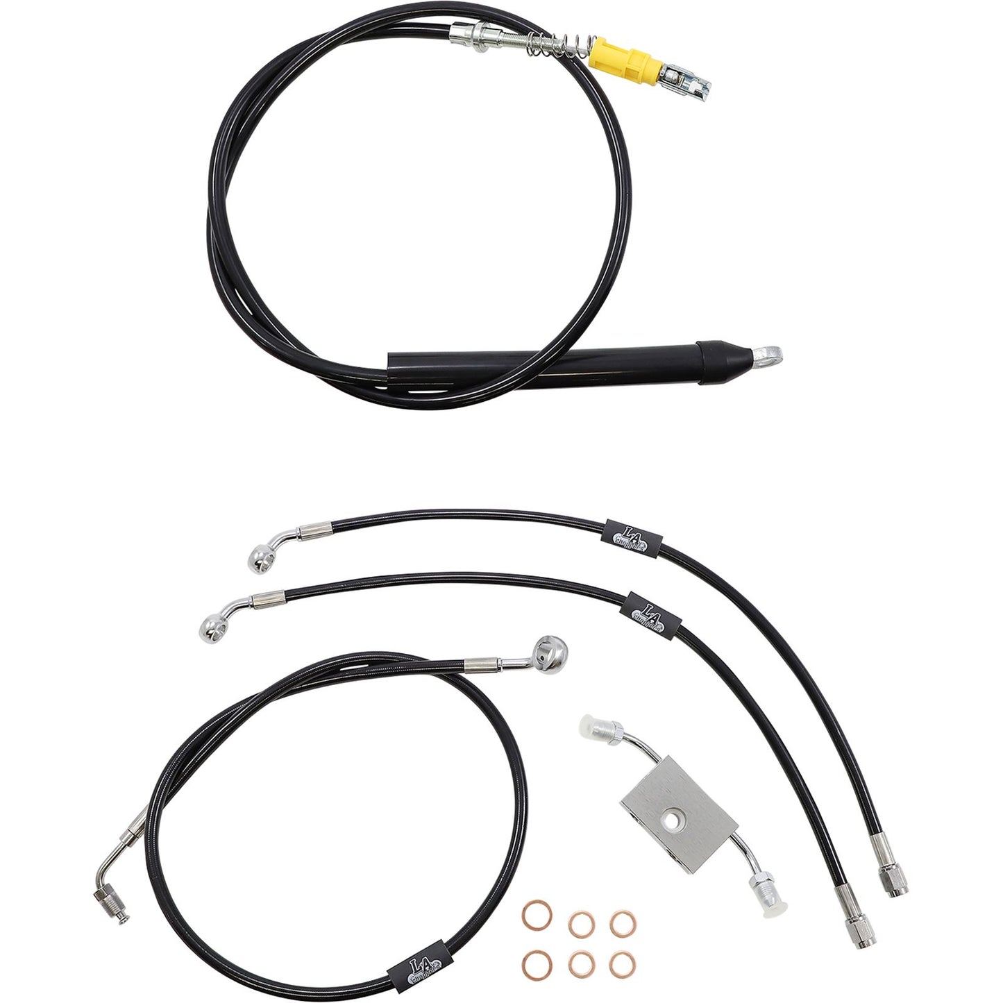 LA Choppers Handlebar Cable/Brake Line Kit - 18" - 20" - Black Vinyl [MPN: LA-8157KT-19B]_1102827